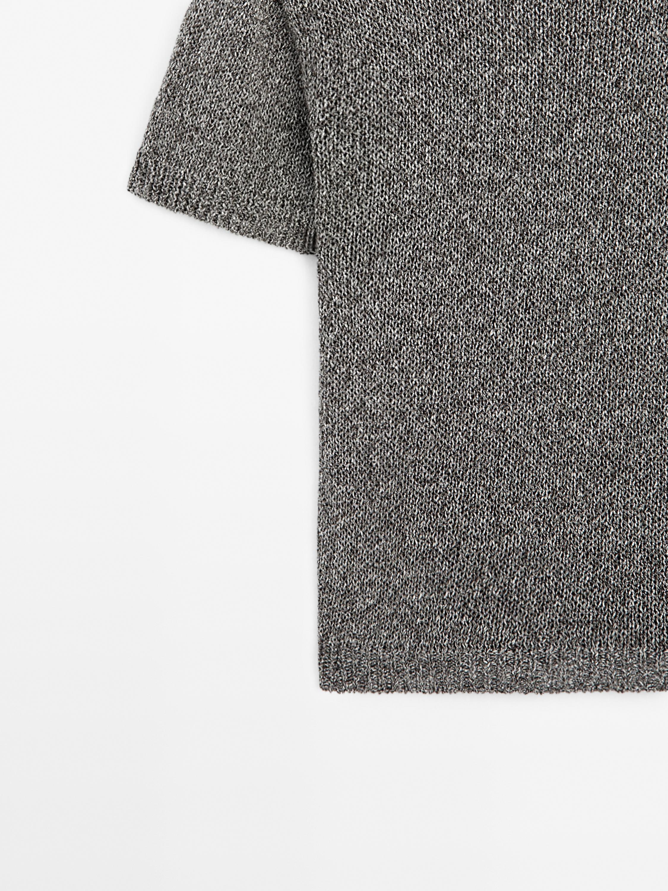 Metallic short sleeve knit sweater
