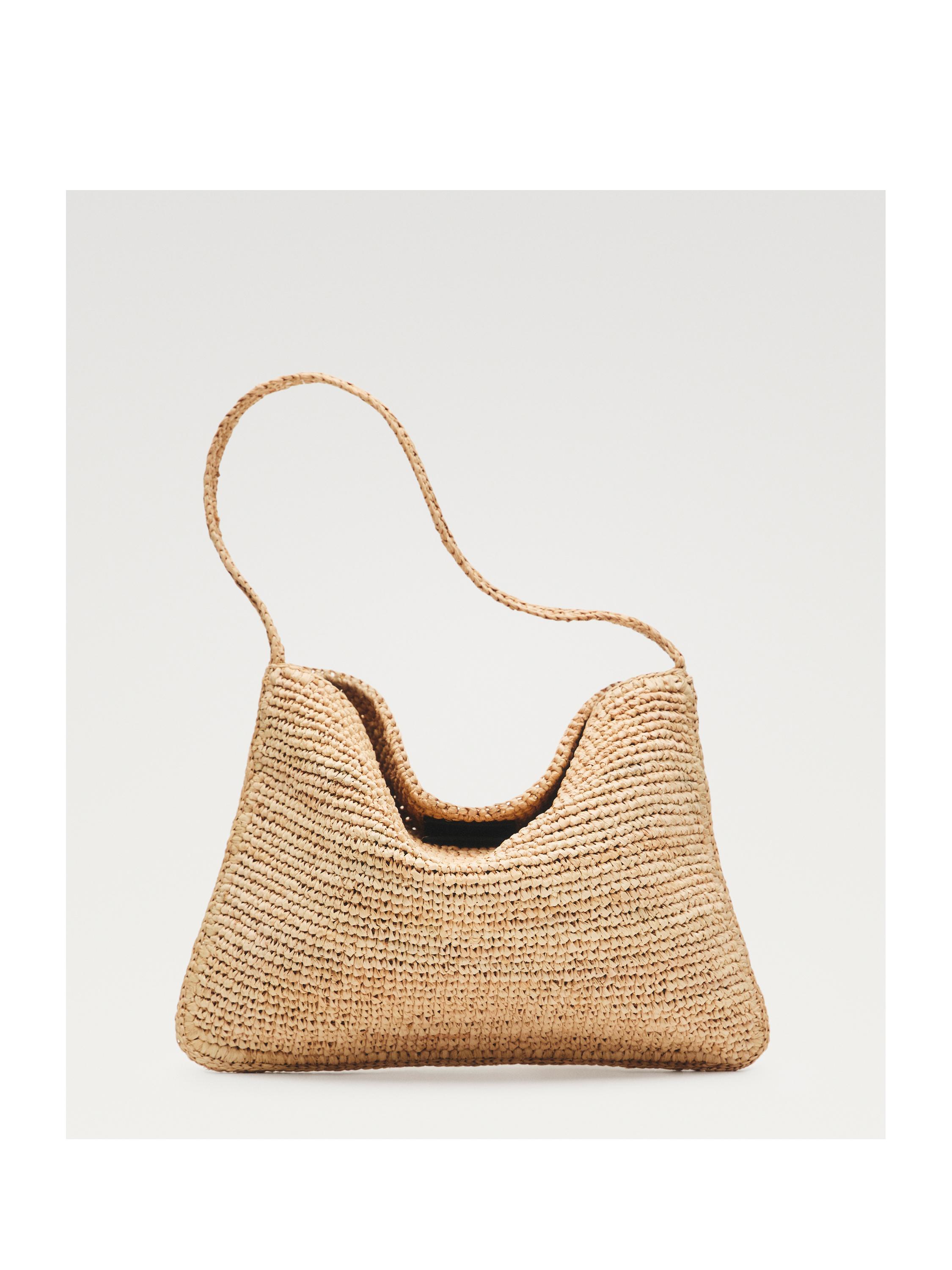 Small raffia shoulder bag — BEIGE