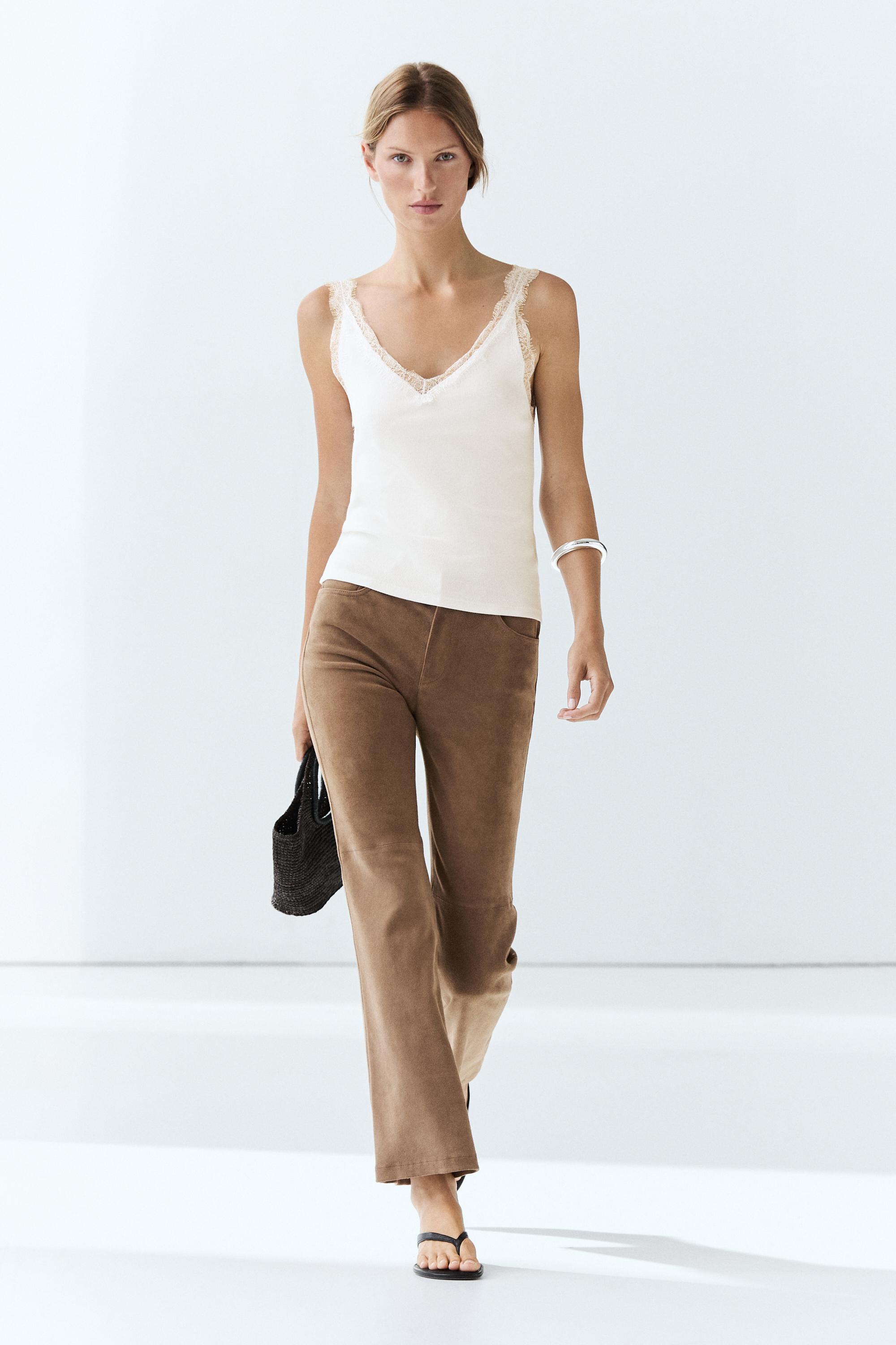 Strappy lace-trim top