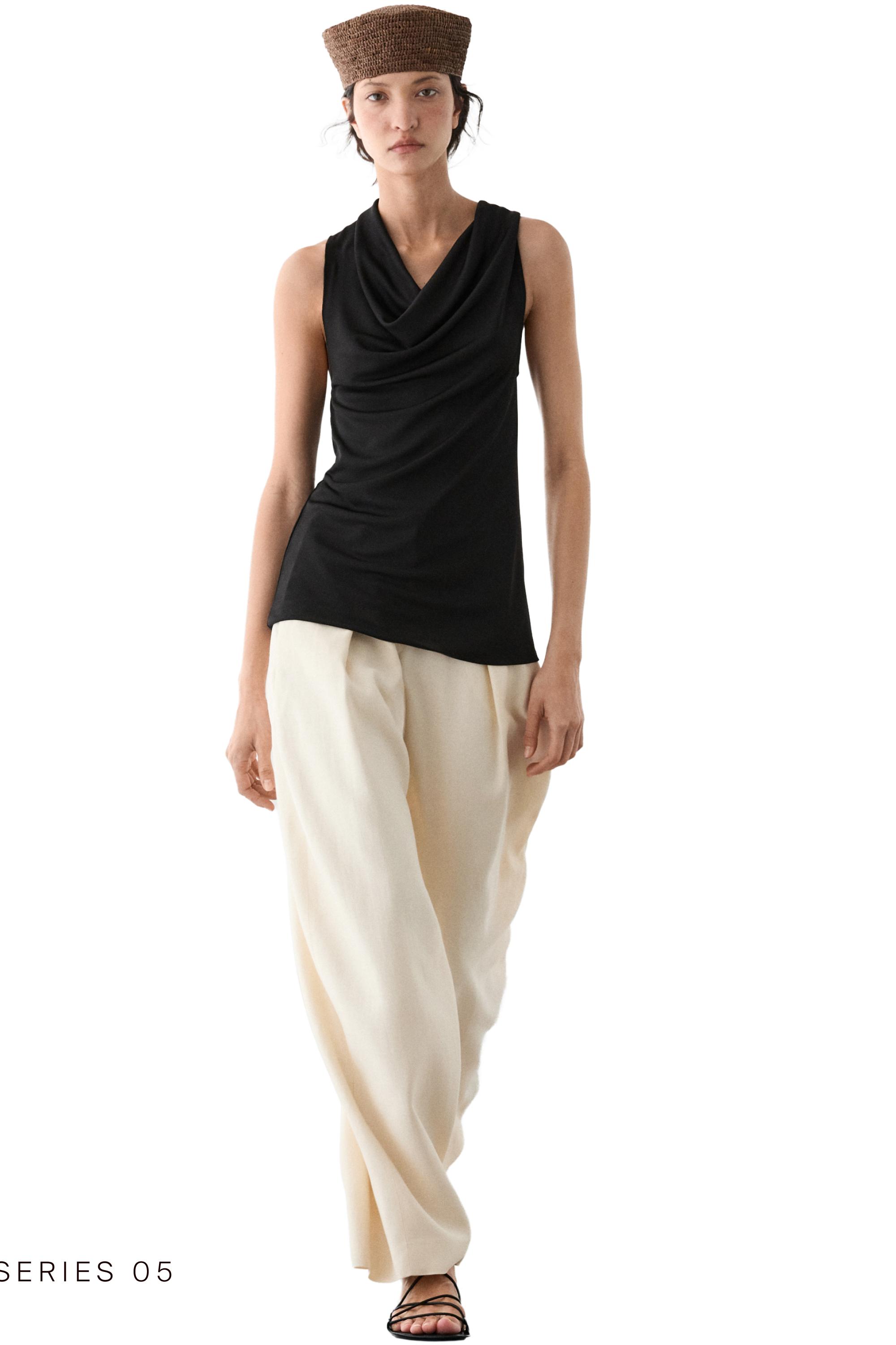 Flowing top with knot detail — BLACK