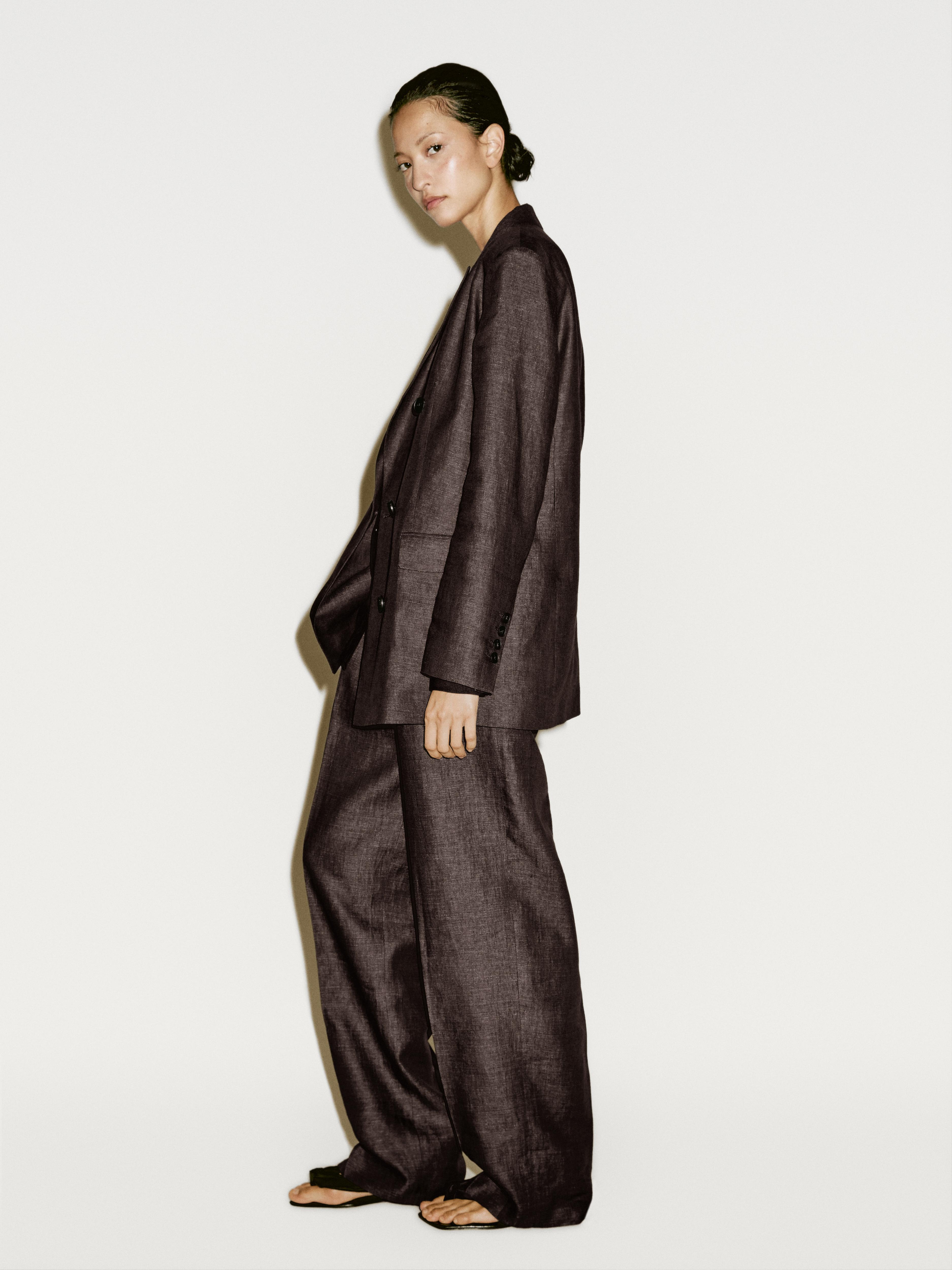 Melange linen darted trousers - Limited Edition