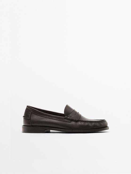 Soft oiled leather penny loafers — TAN