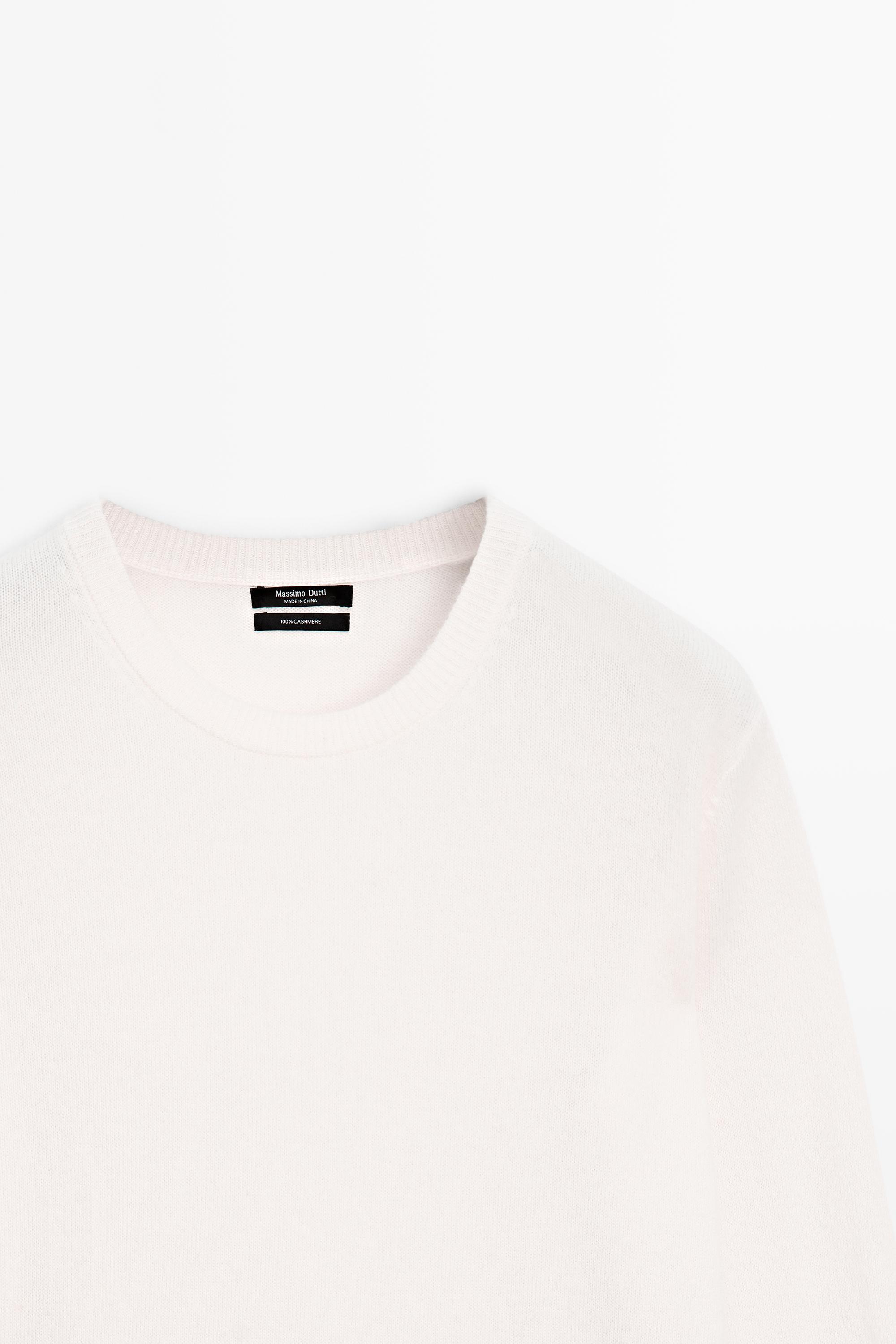 100% cashmere long sleeve sweater — CREAM