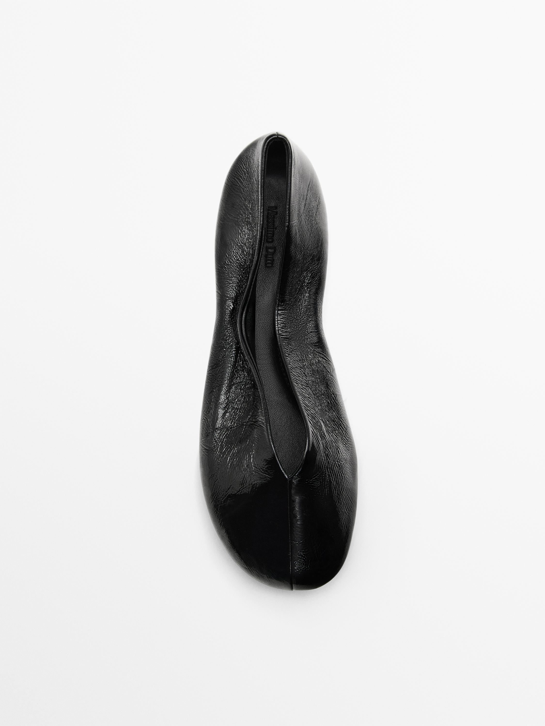 נעלי בלרינה מבריקות מעור רך