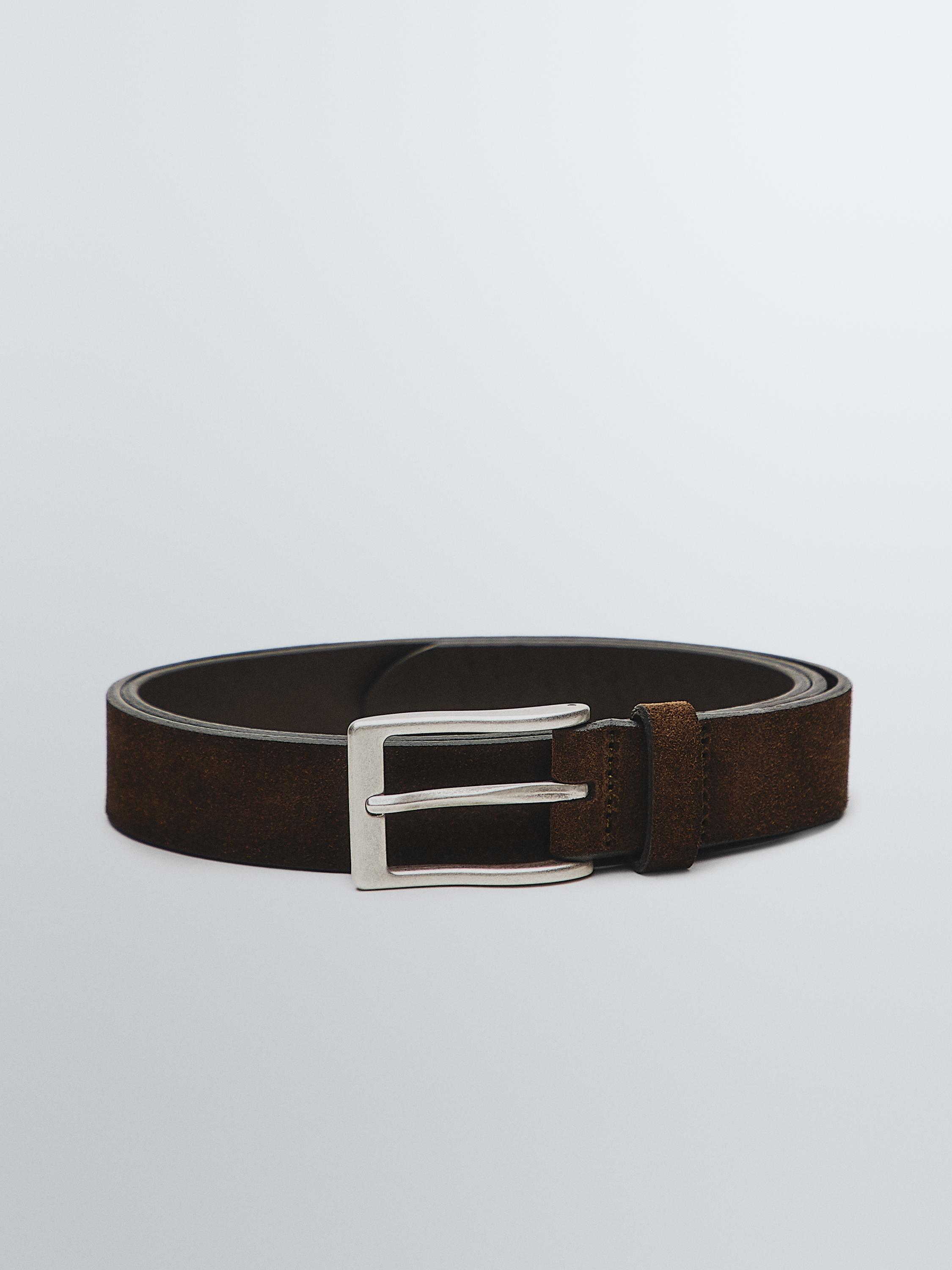 Plush nappa leather belt — KHAKI