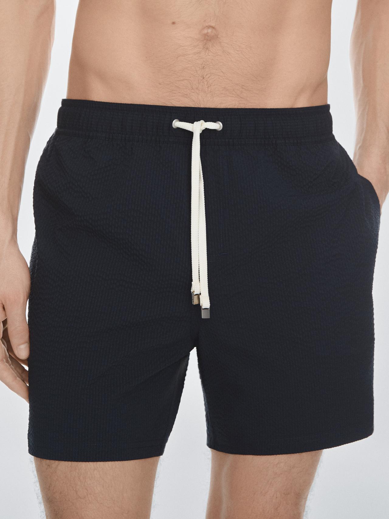Plain textured swimsuit — NAVY BLUE