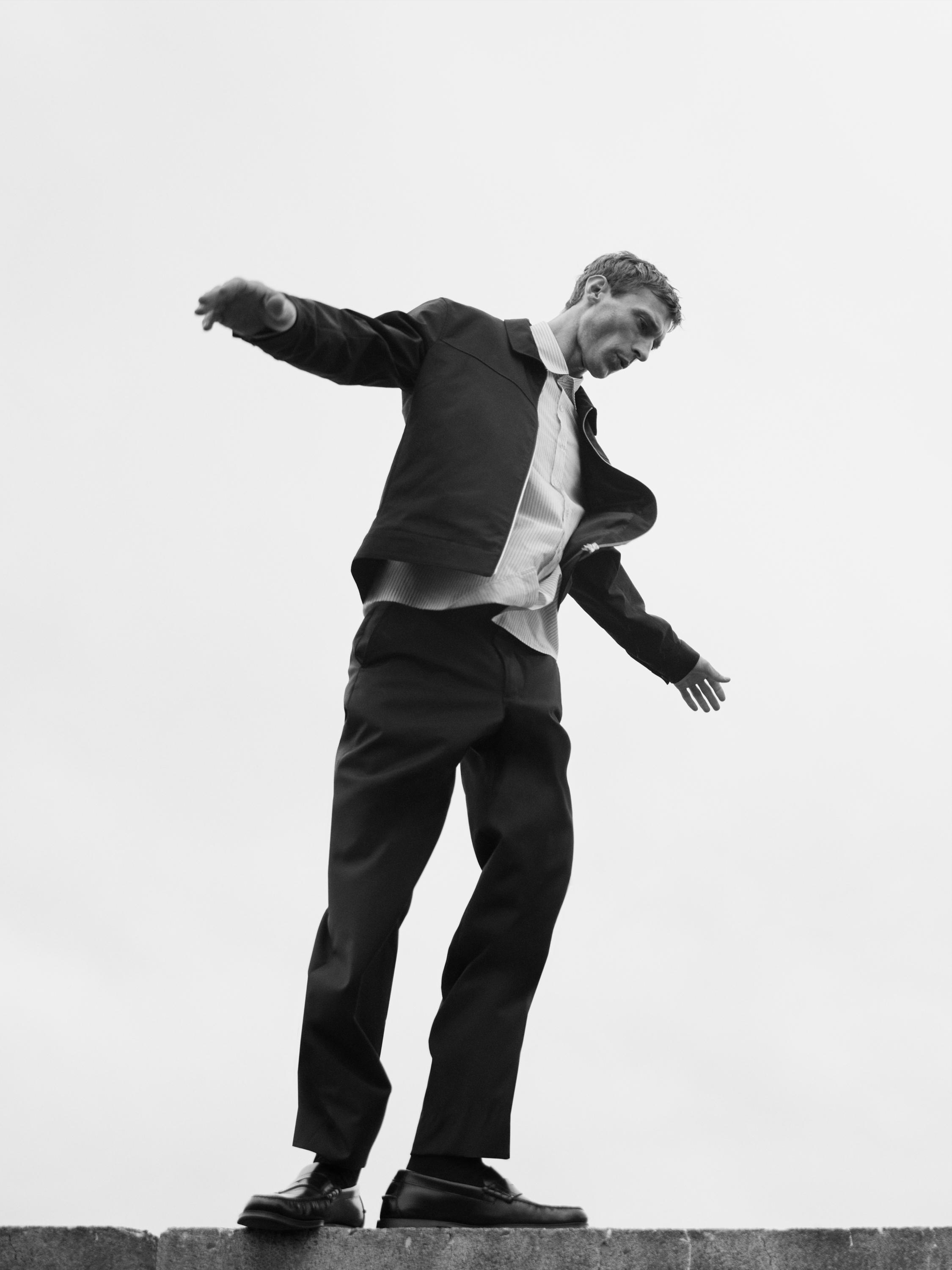 Cotton blend jacket — NAVY BLUE