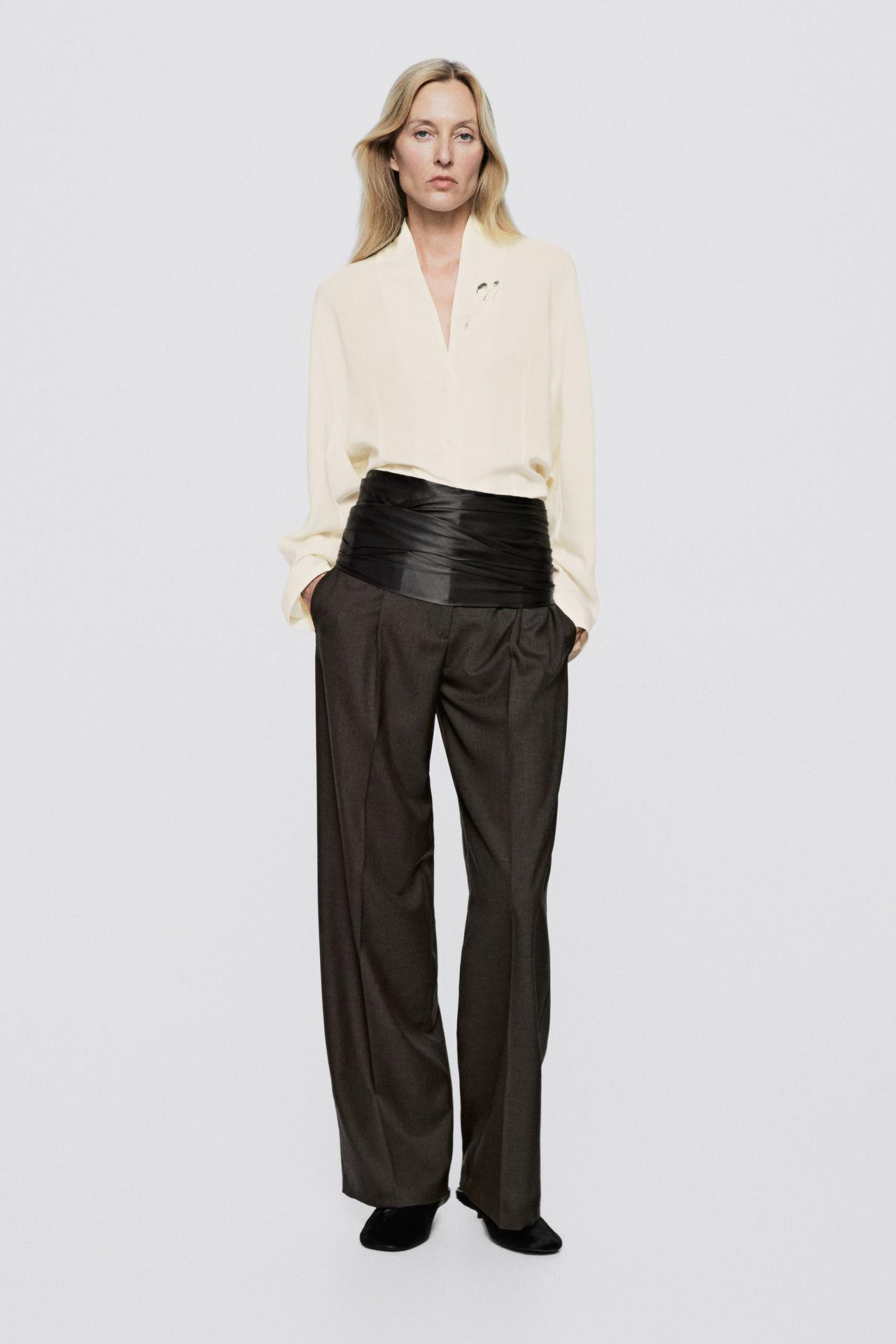 Flowing shirt with tuxedo-style collar detail - LIMITED EDITION — CREAM