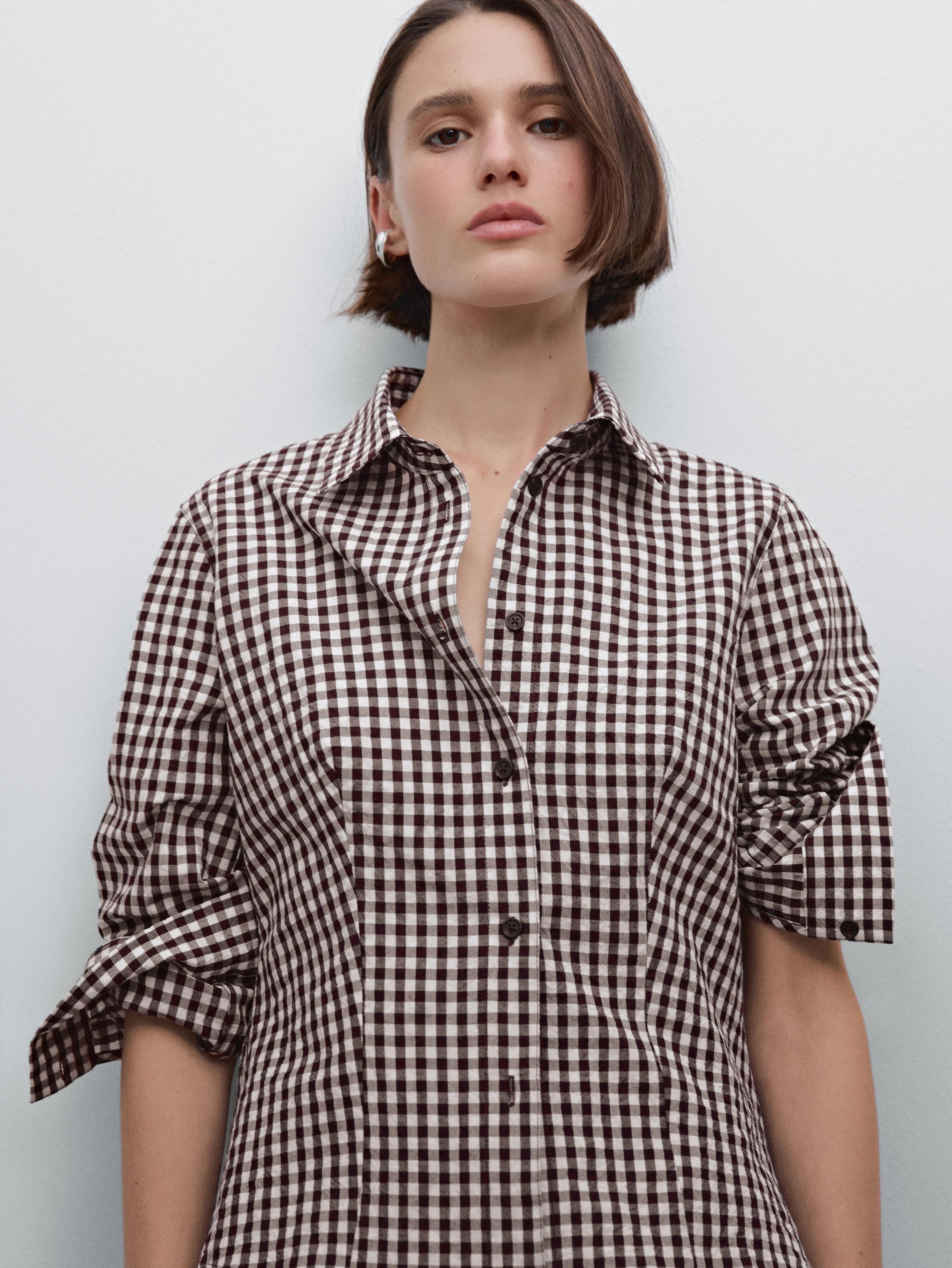 Flowing gingham check shirt