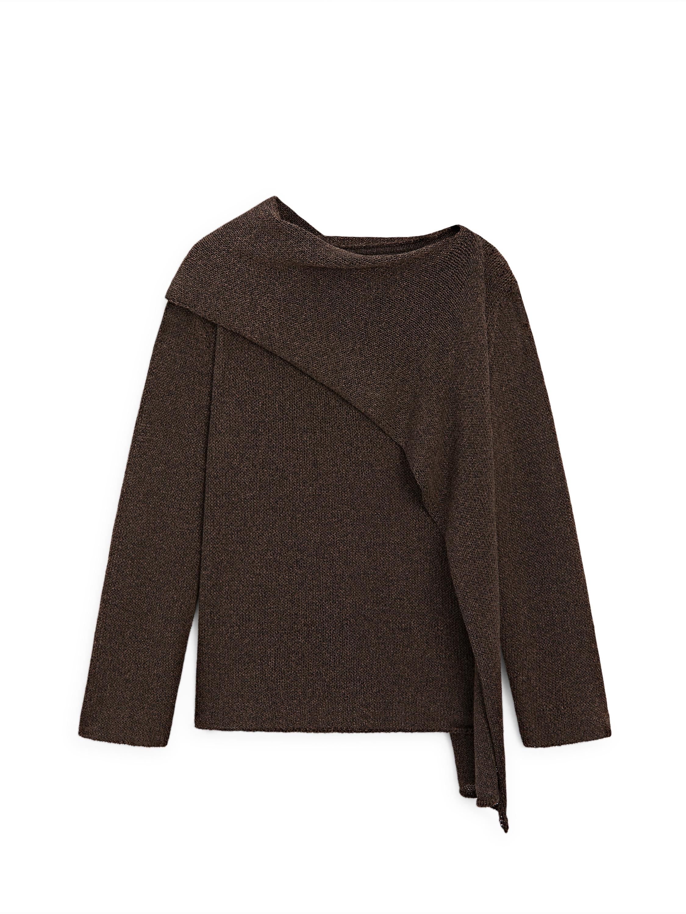 Cotton blend knit cape sweater — Chocolate