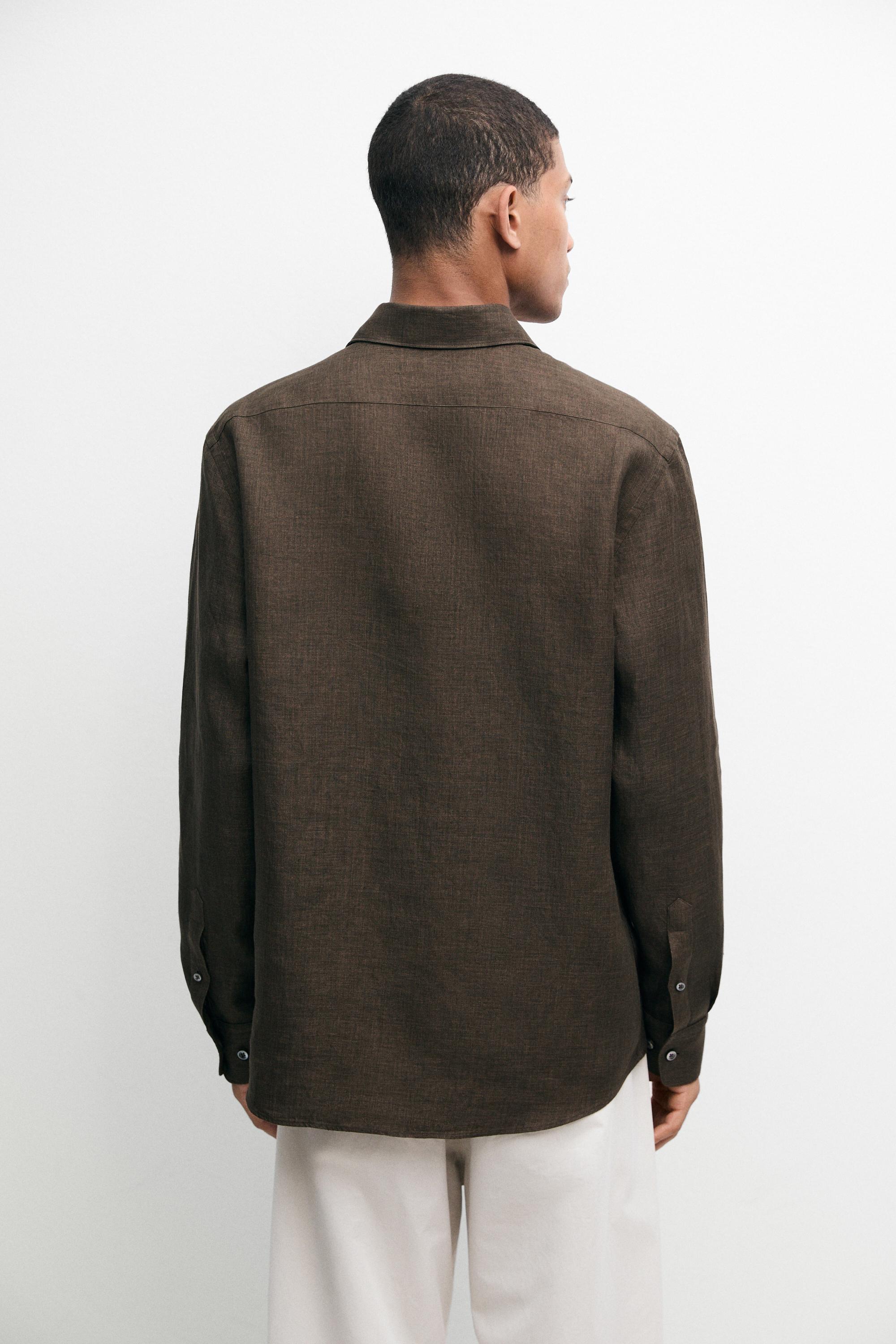 100% linen shirt — BROWN