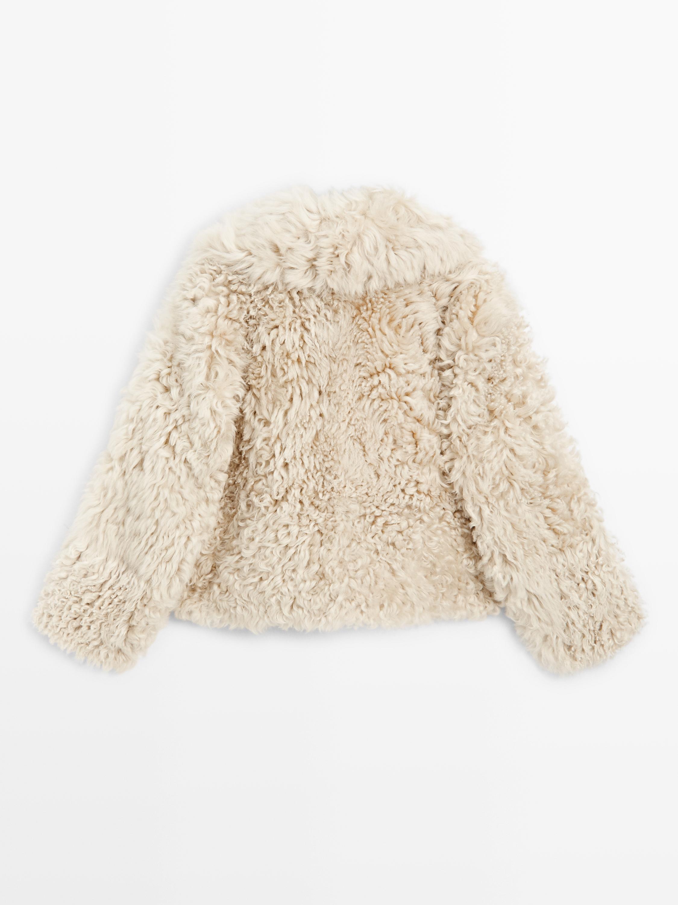 Short leather coat with fur - STUDIO — CREAM