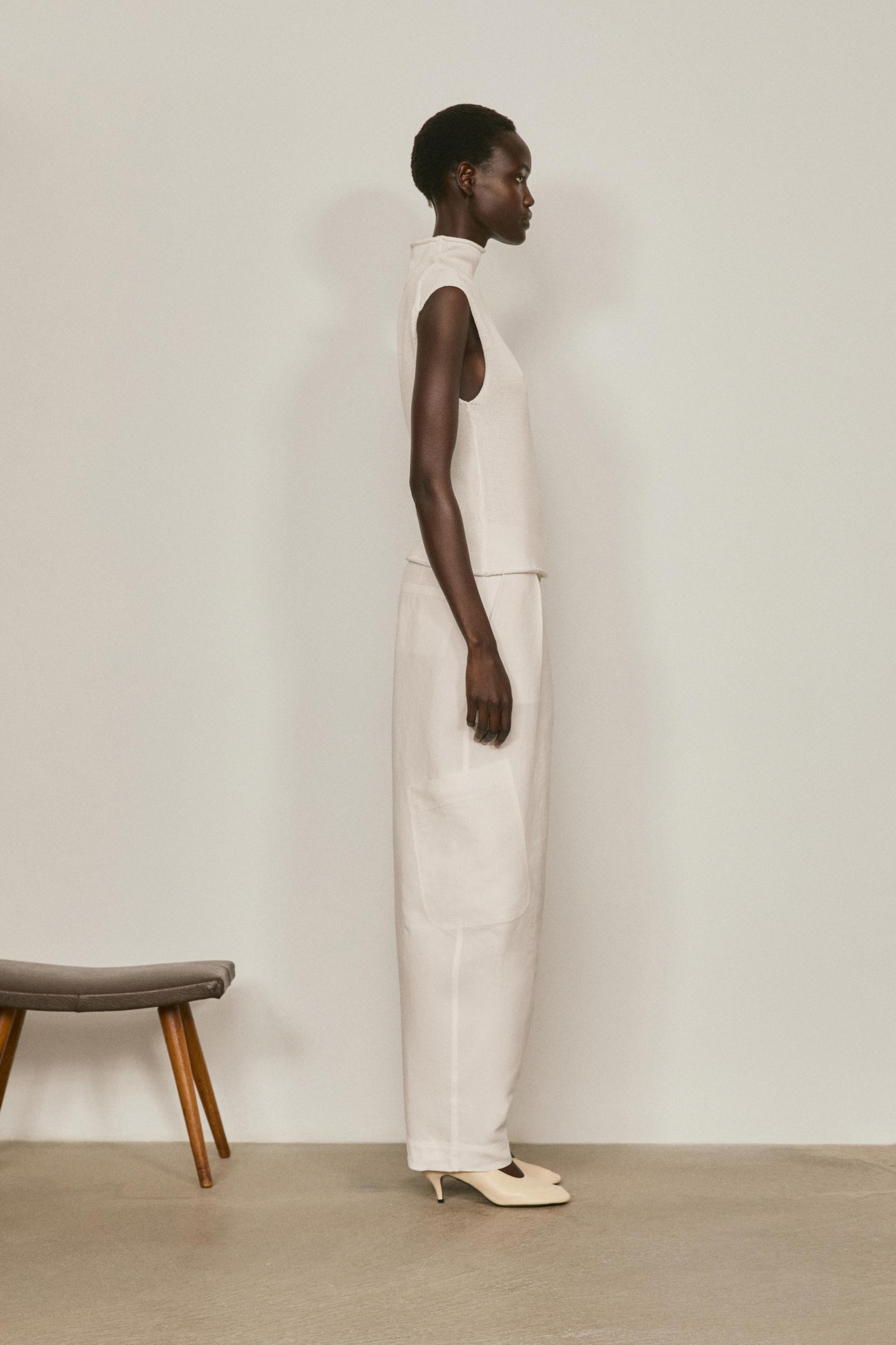 Knit cotton and silk mock turtleneck top - LIMITED EDITION — CREAM