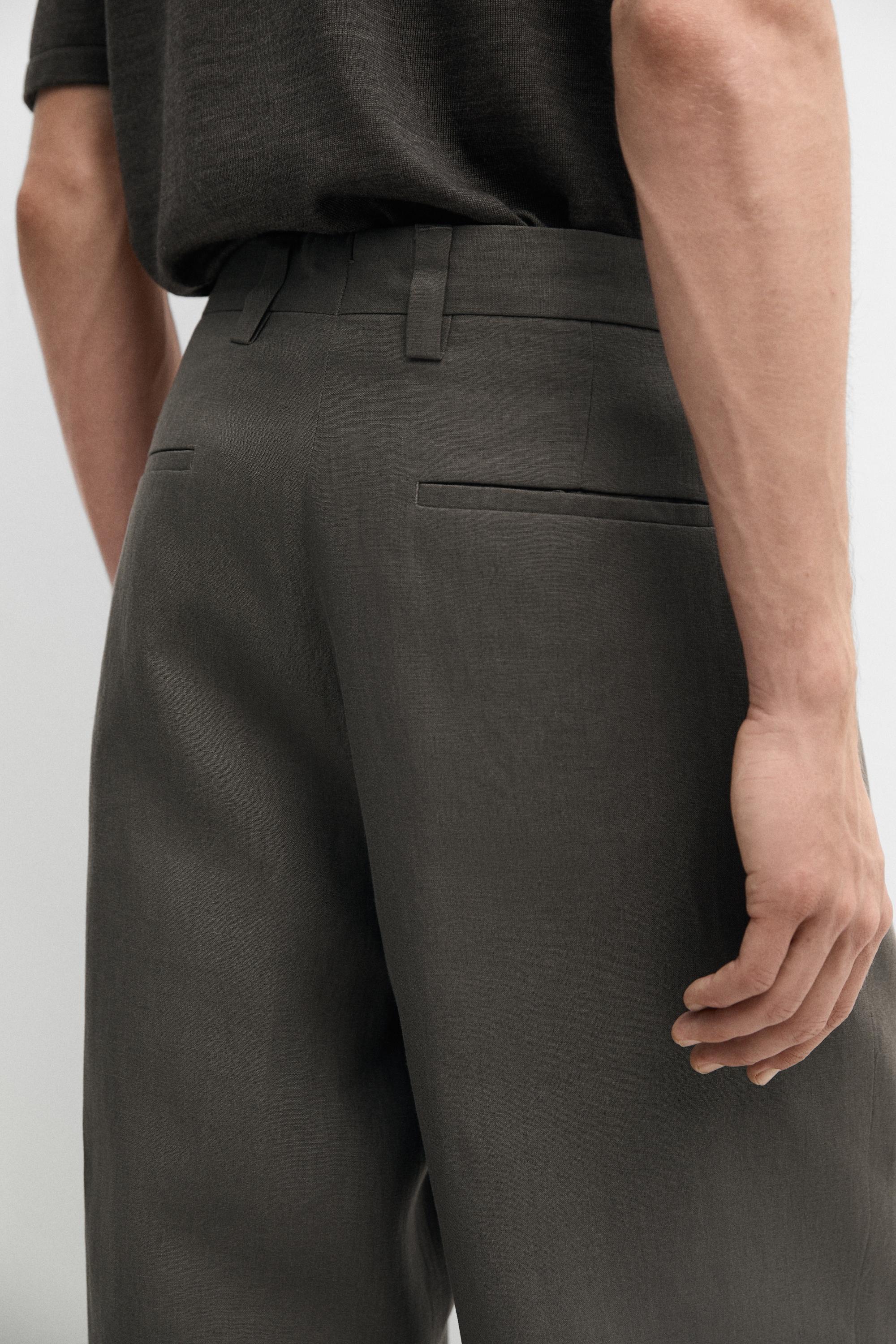 Linen suit trousers — DARK GREEN