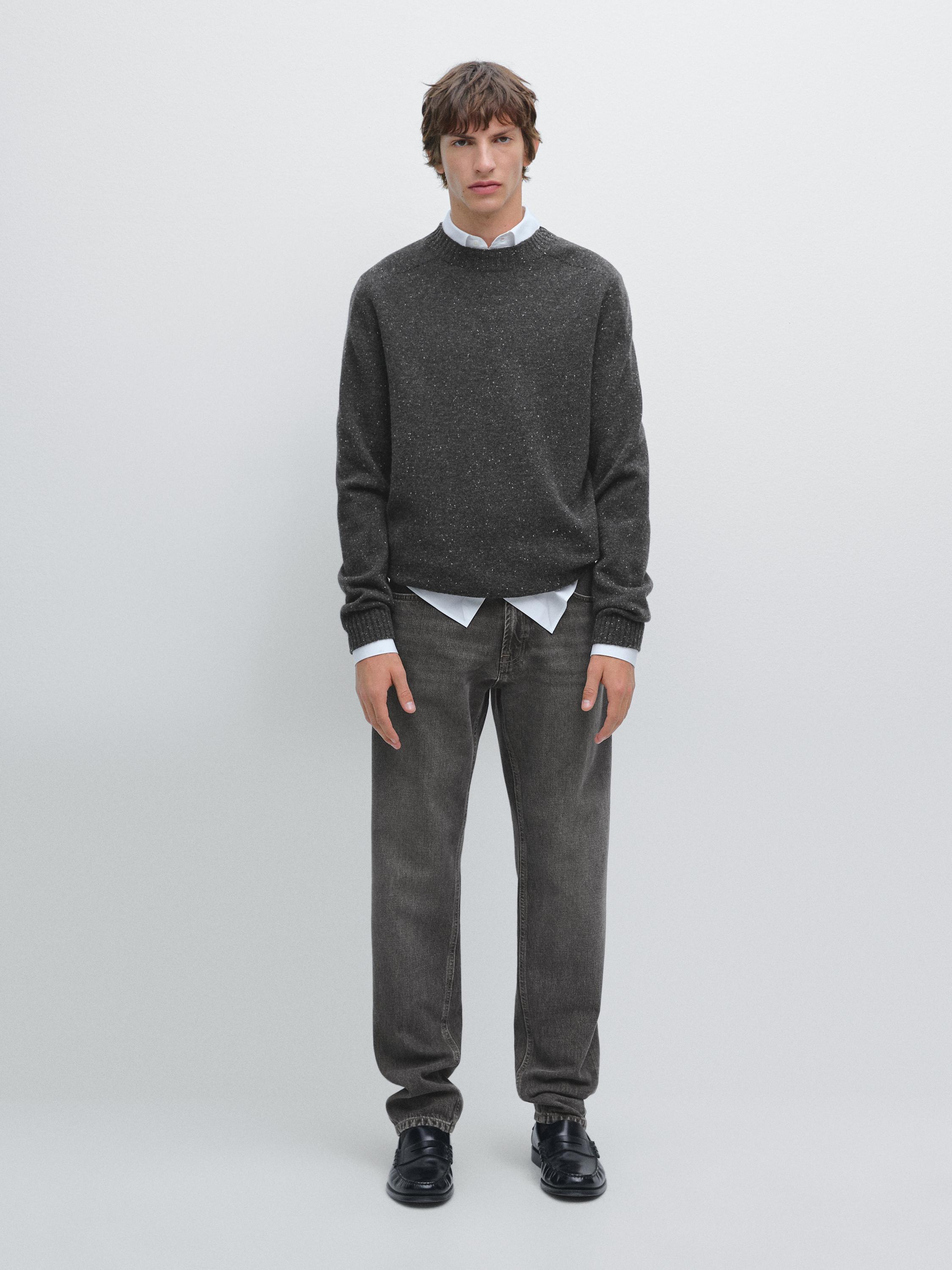 Crew neck sweater in 100% wool · Charcoal · Sweaters Massimo