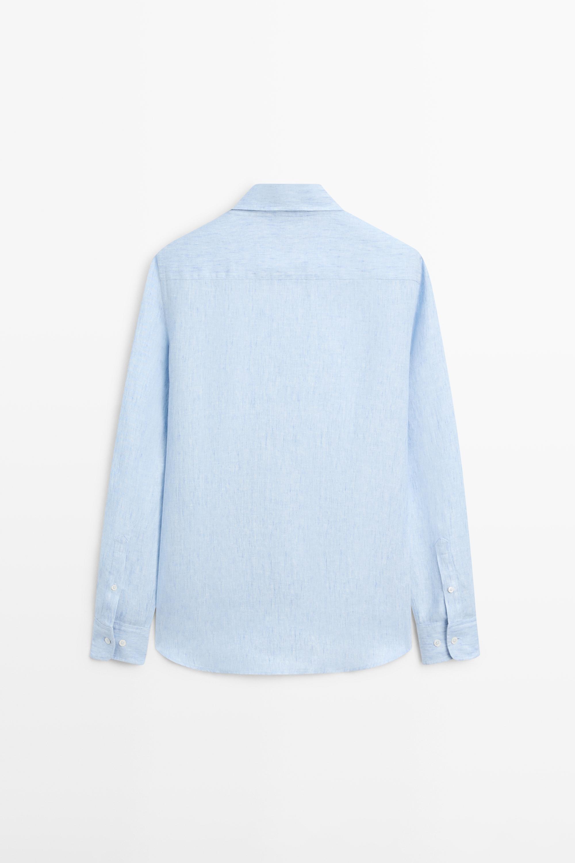 100% linen regular fit shirt — Light Blue