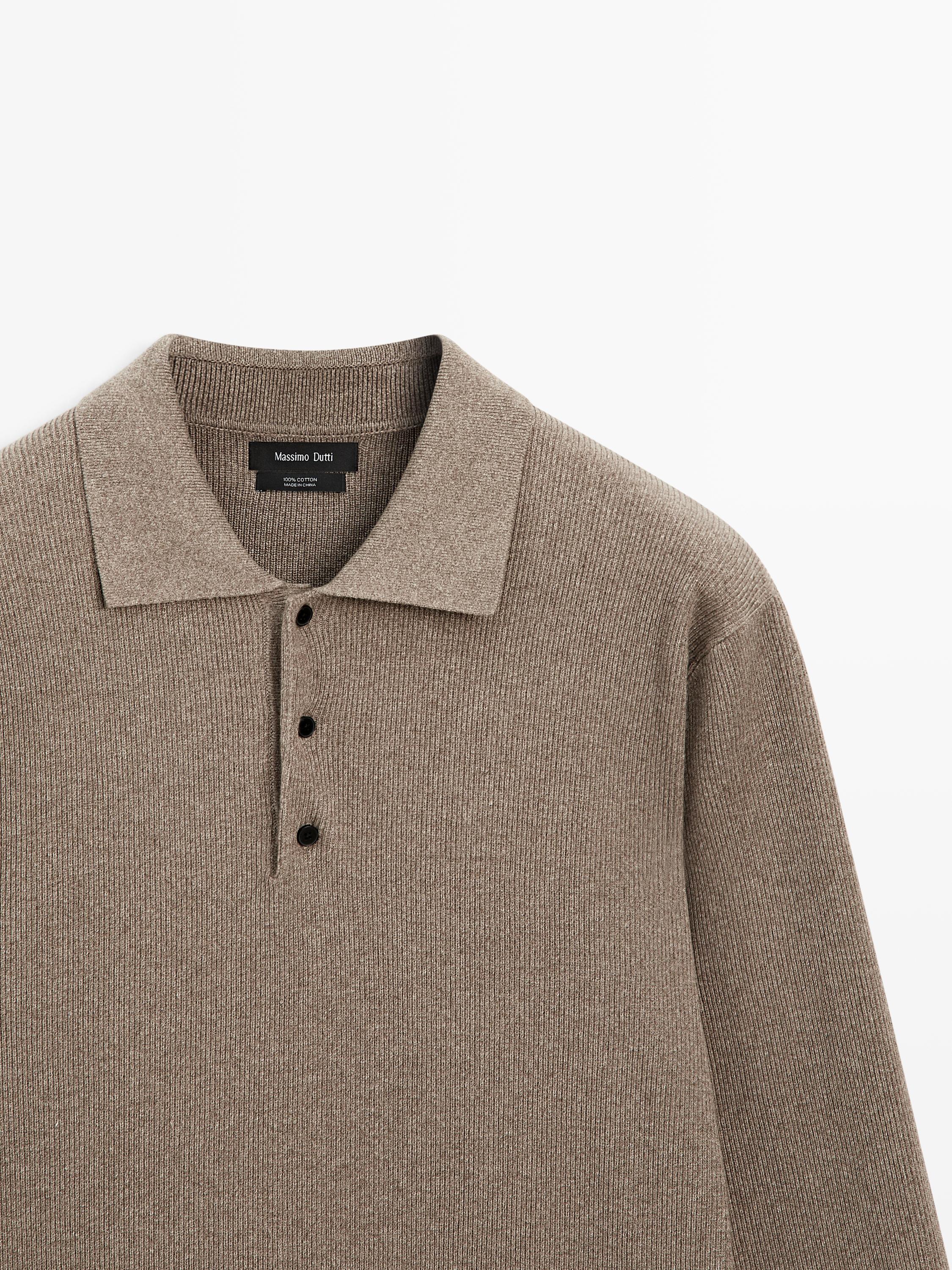 Pull polo en maille de coton à boutons
