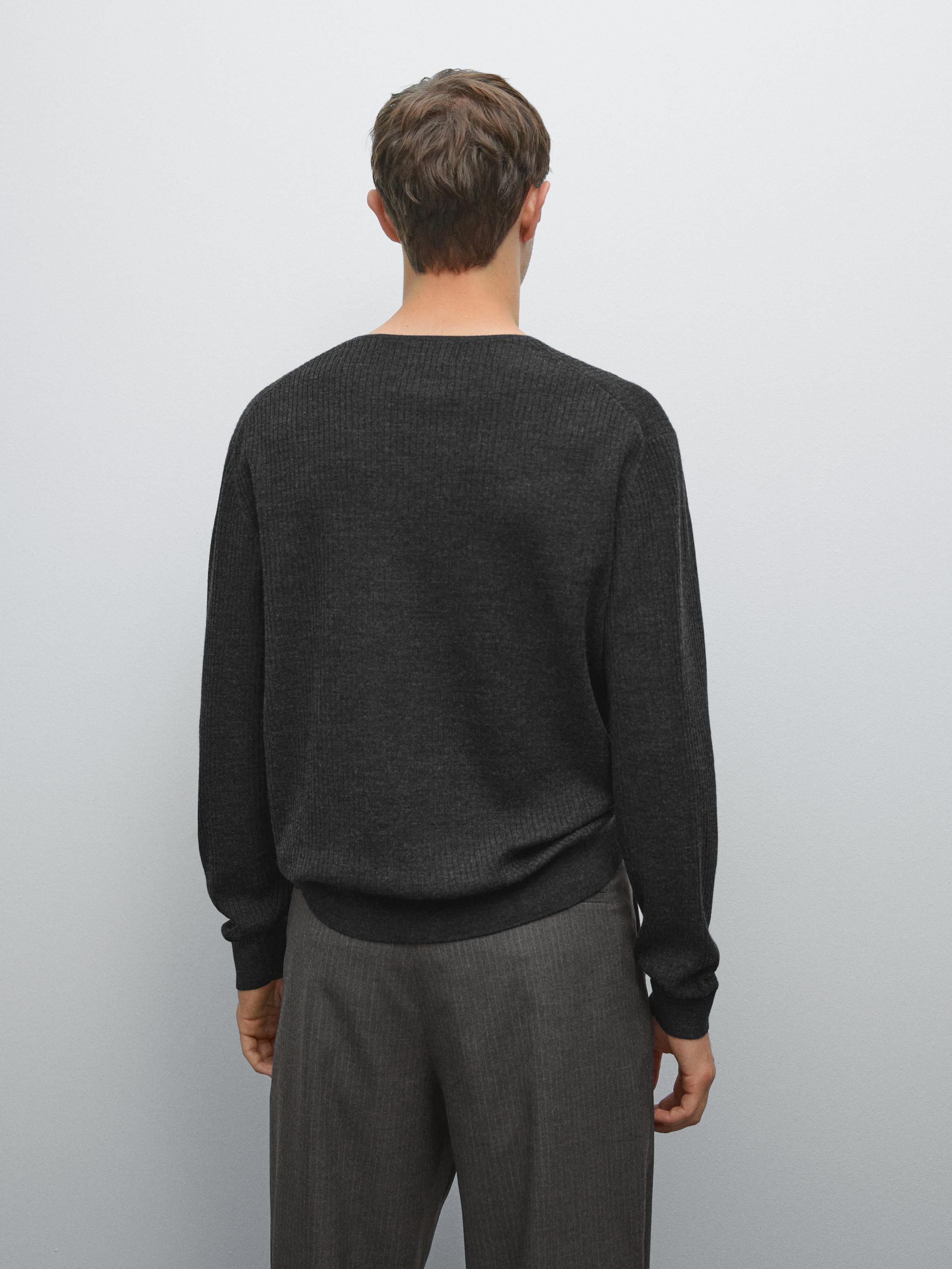 100% merino wool knit sweater · Charcoal, Brown · Sweaters