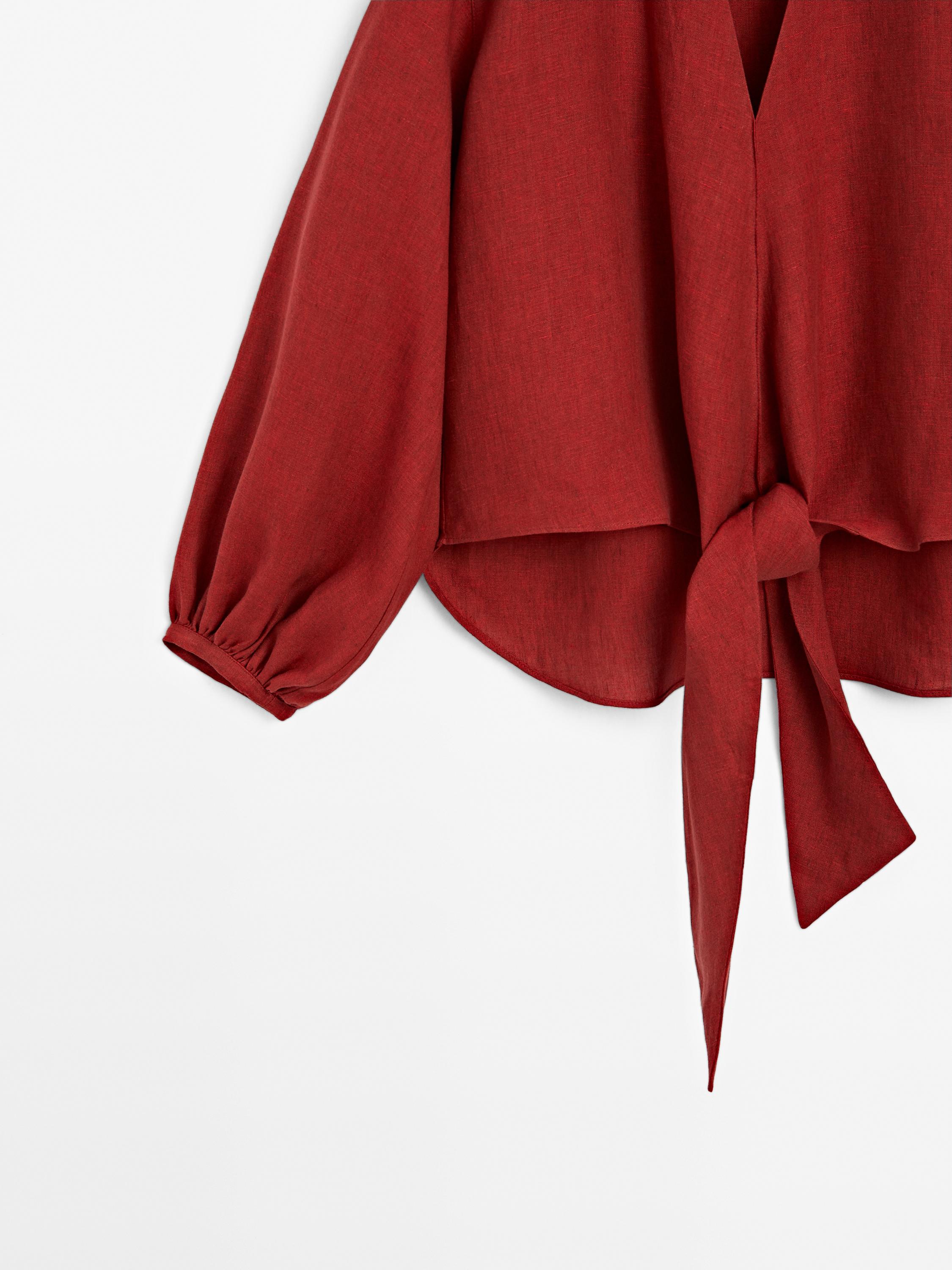 Blůza ze 100% lnu s detailem vázačky