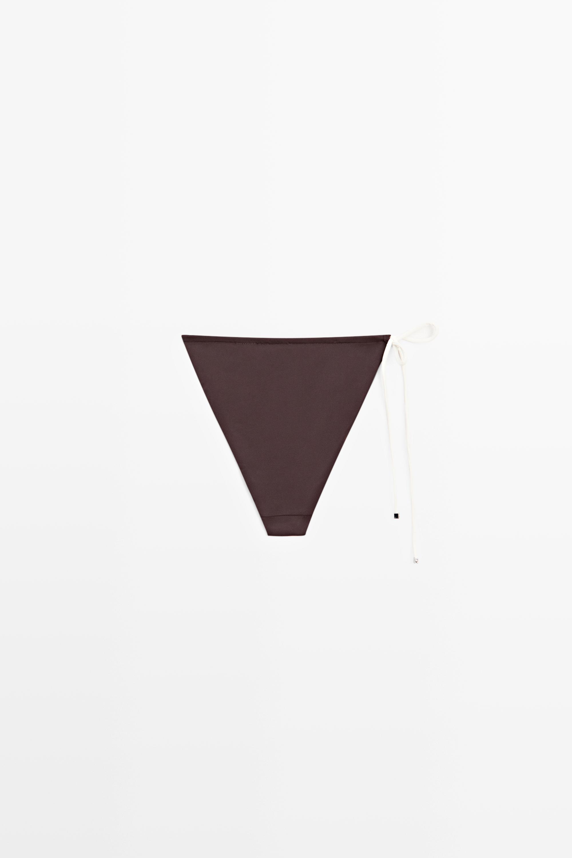 Contrast tie-side bikini bottoms — BROWN
