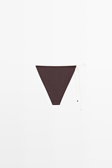 Contrast tie-side bikini bottoms — BROWN 6