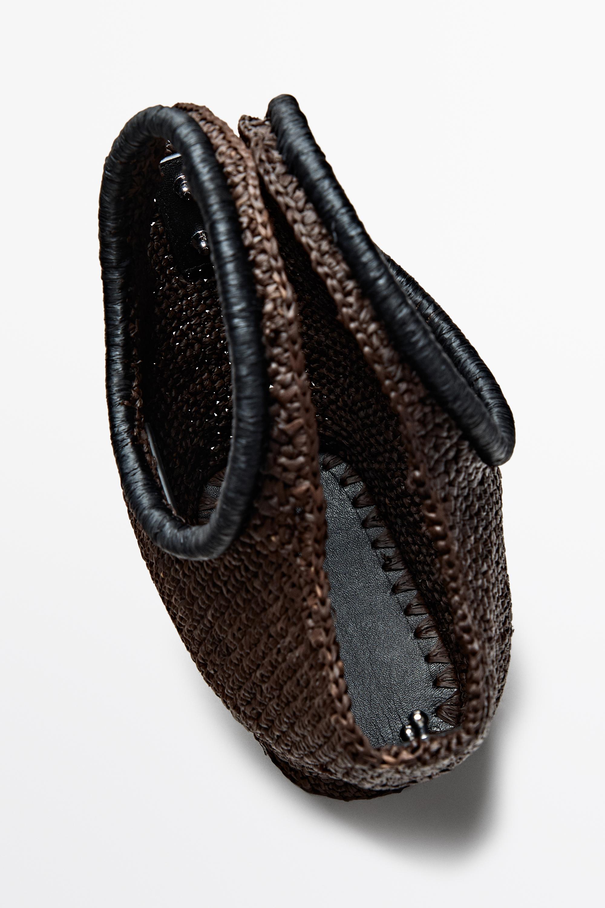 100% Raffia Mini Crescent Bag — BROWN