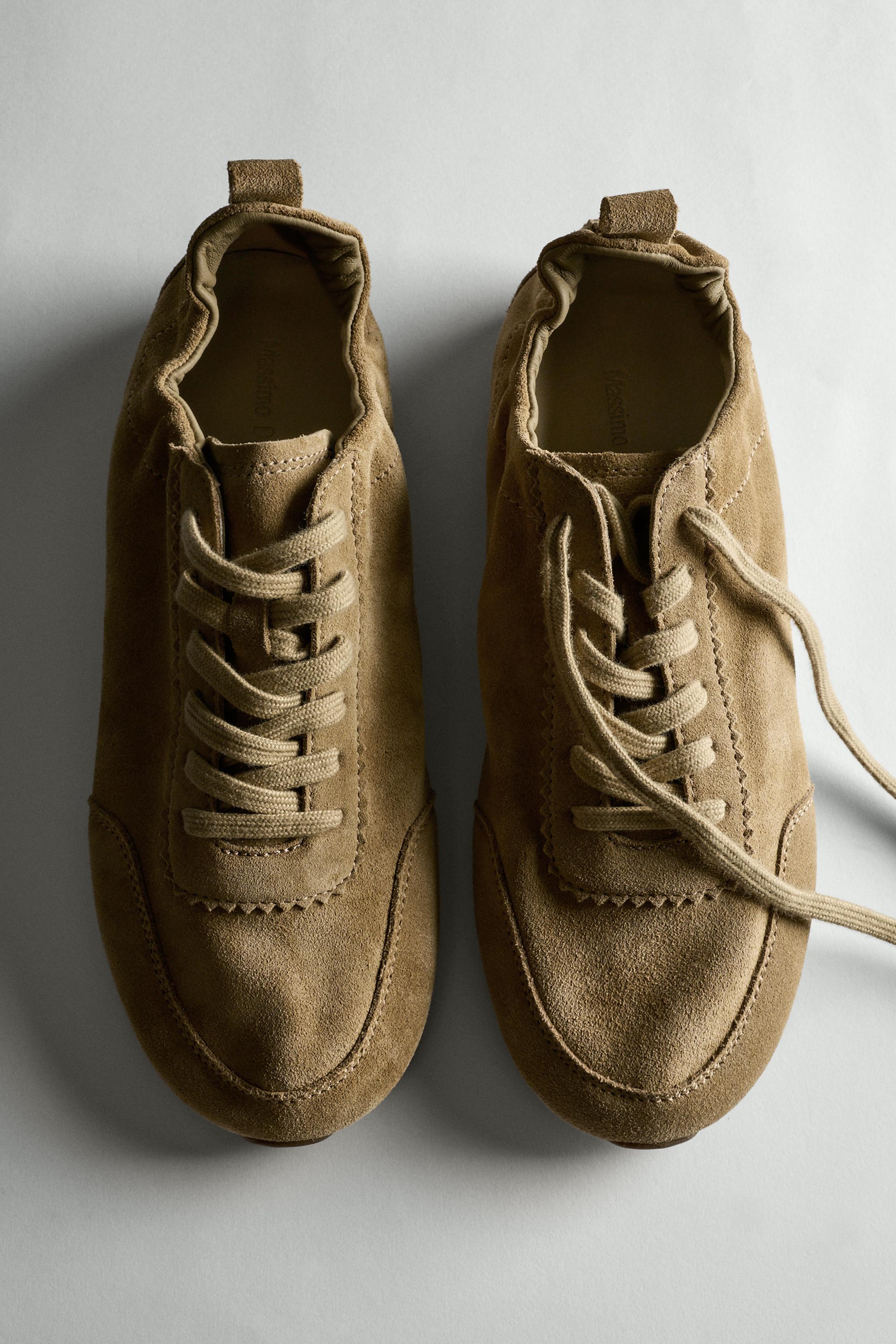 Soft leather trainers — CAMEL