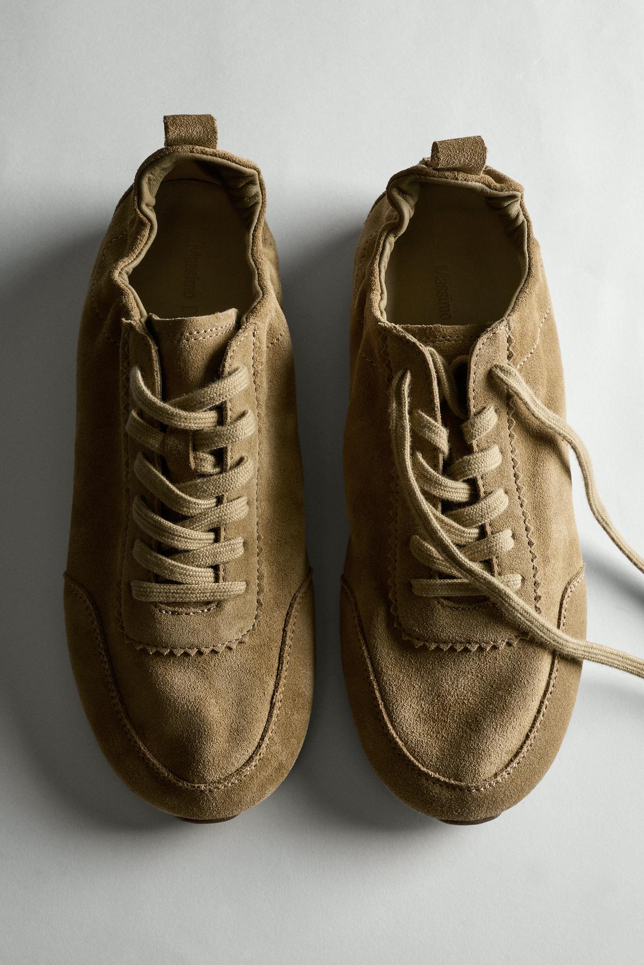 Soft leather trainers — CAMEL