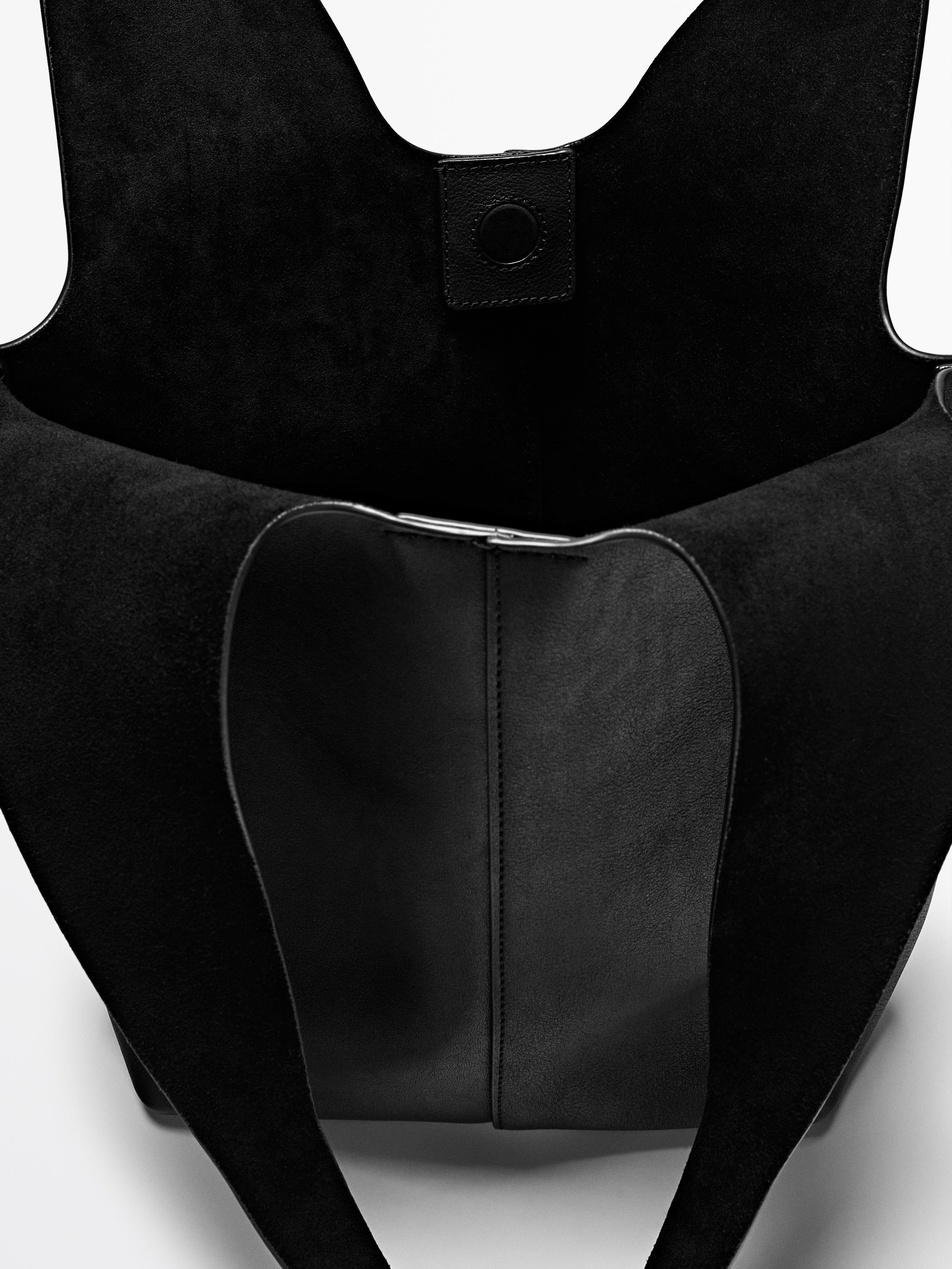Nappa leather tote bag — BLACK