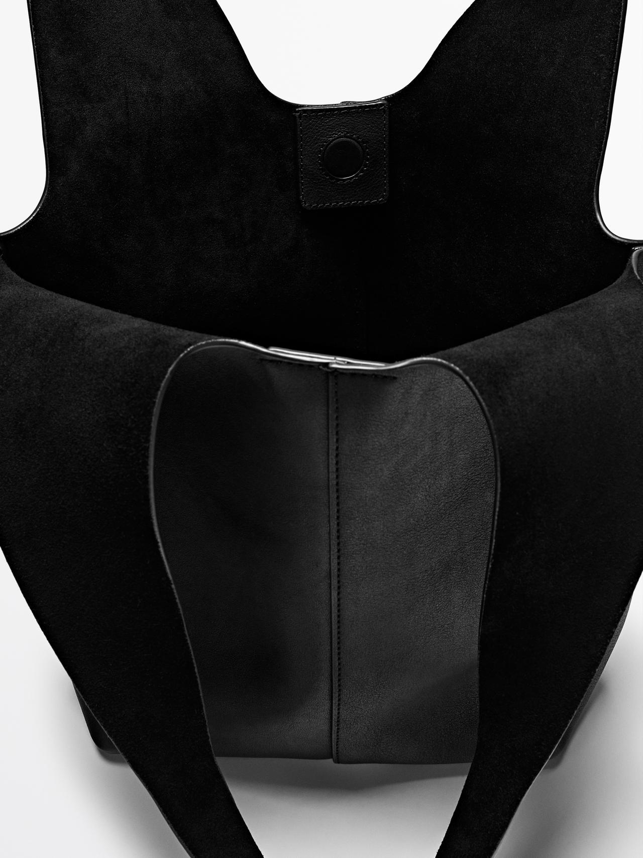 Nappa leather tote bag — BLACK