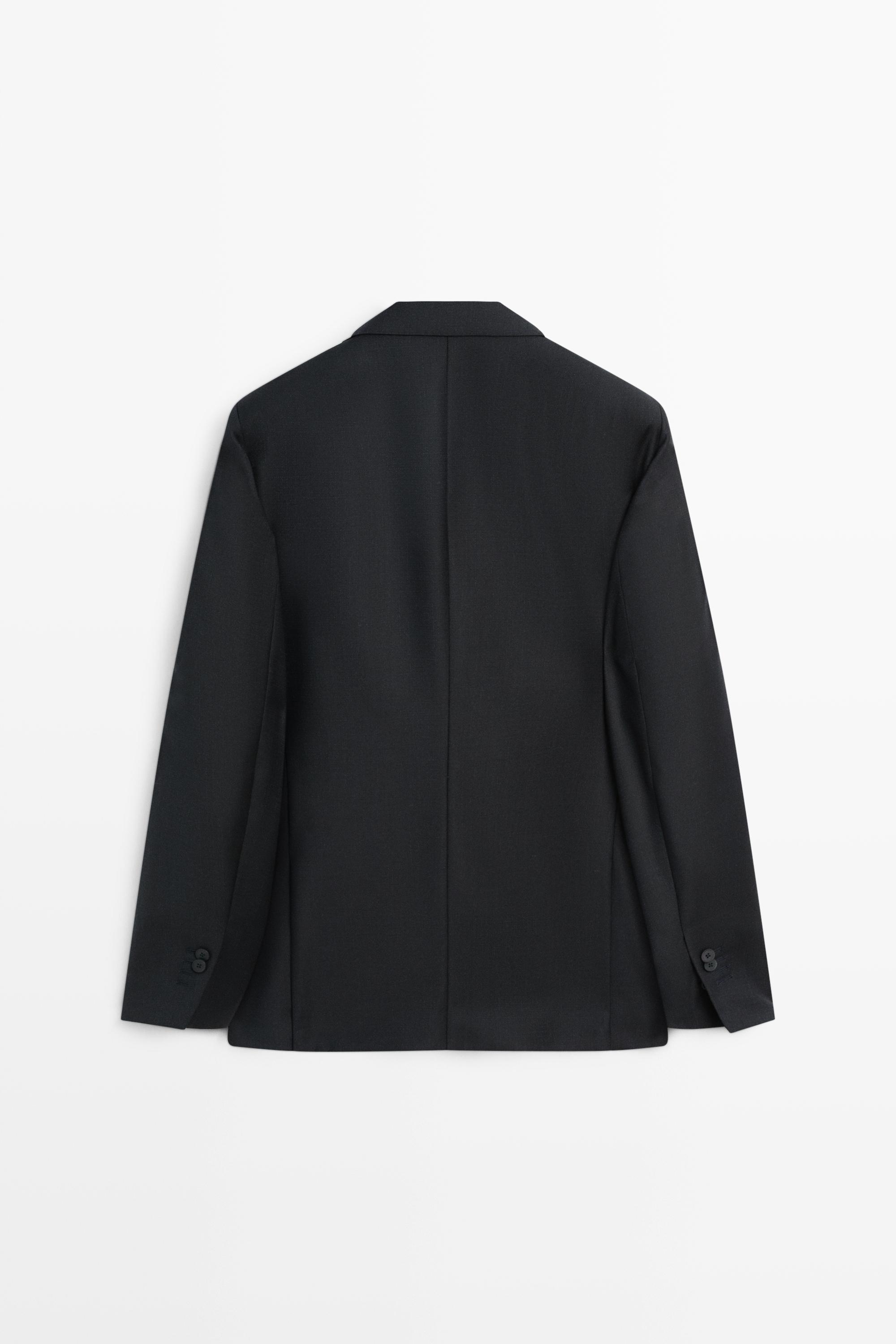 100% Wool Suit Blazer — NAVY BLUE