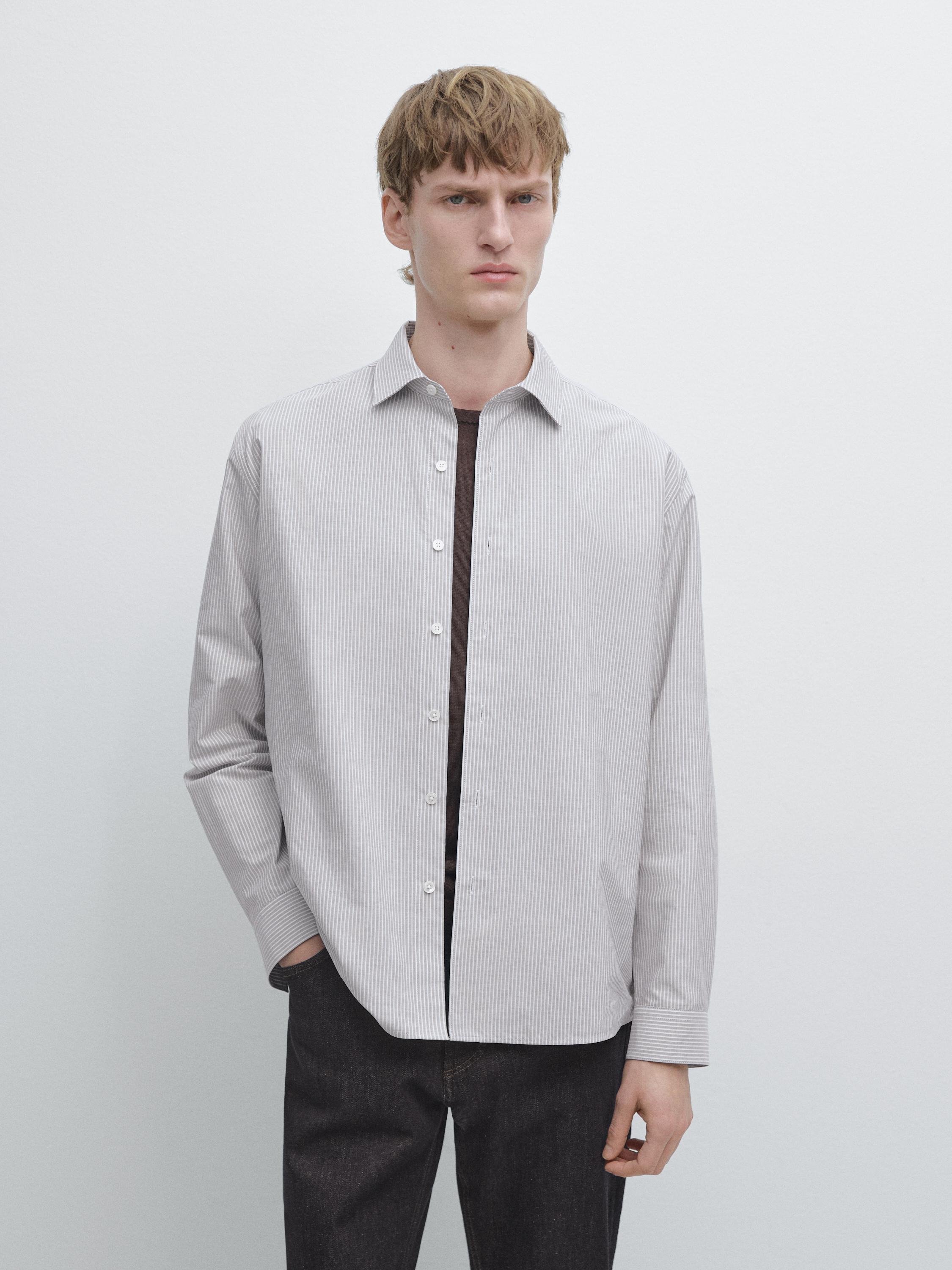 Regular-fit 100% cotton shirt — BROWN