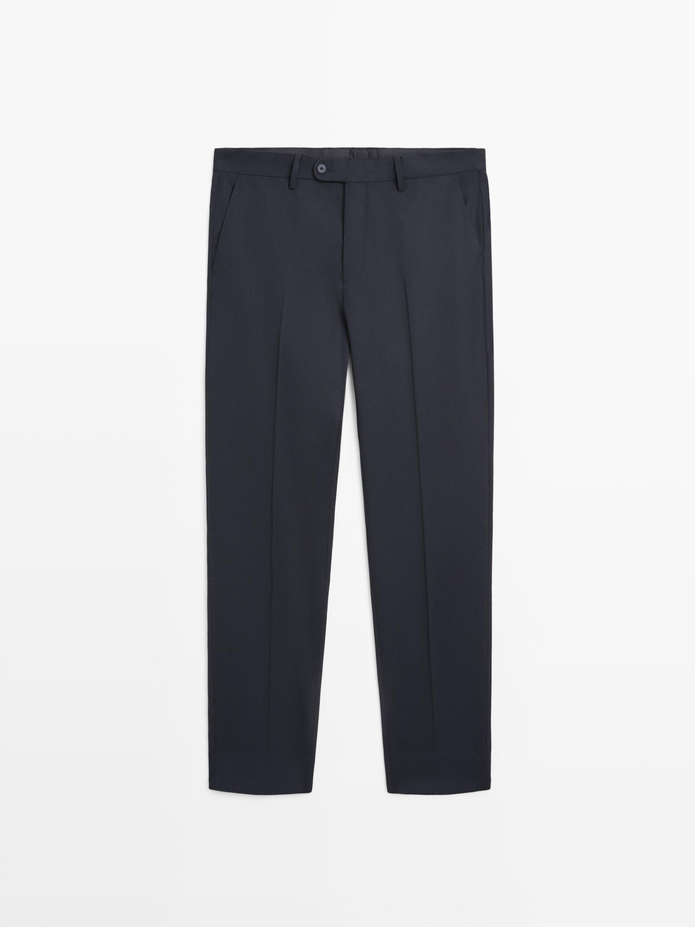 Cool wool blend suit trousers — NAVY BLUE