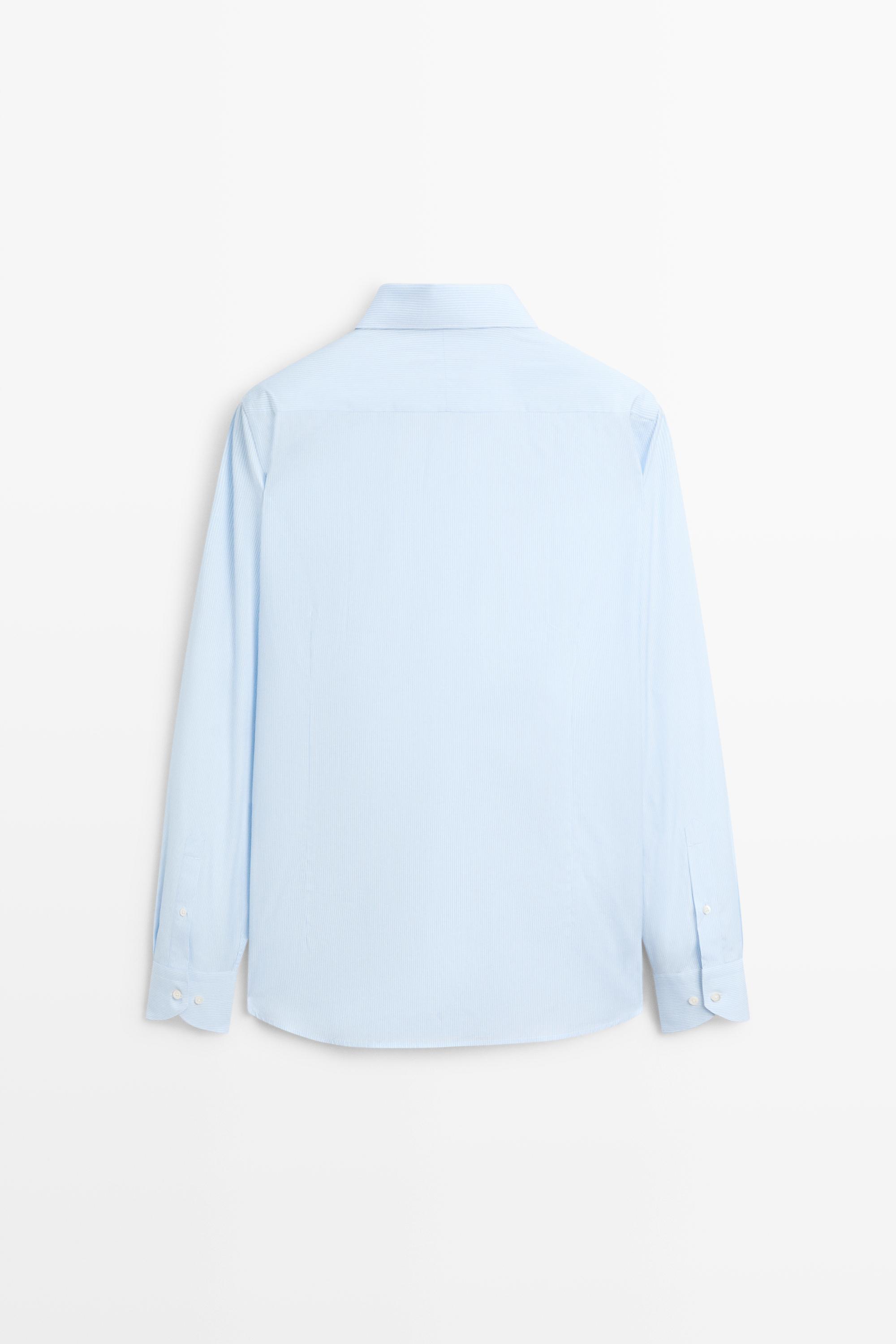 Tailored fit striped slim fit shirt — SKY BLUE