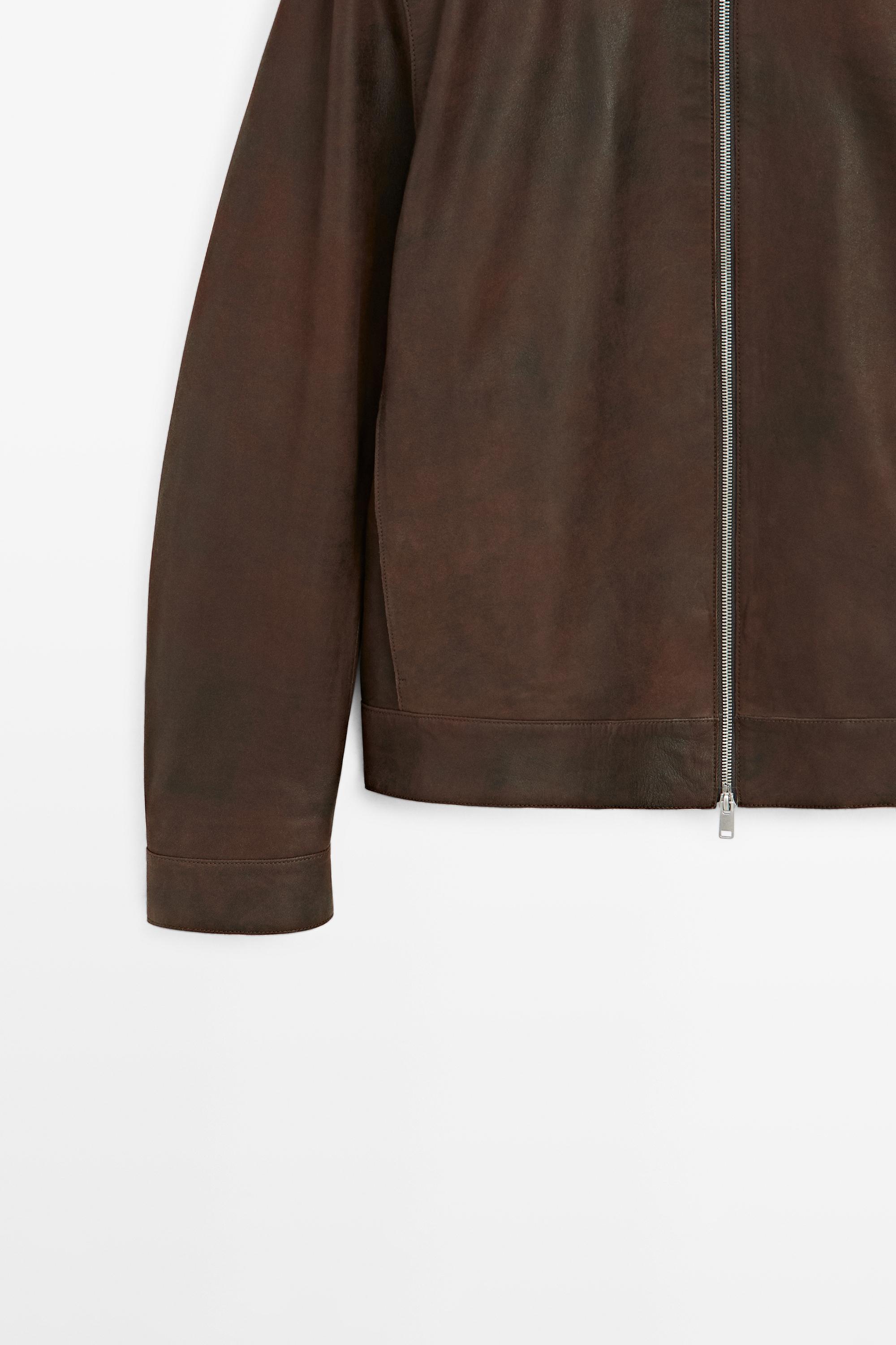 Napped suede leather jacket — BROWN