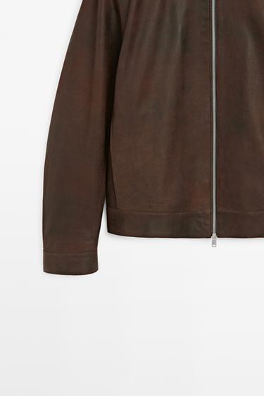 Napped suede leather jacket — BROWN 7