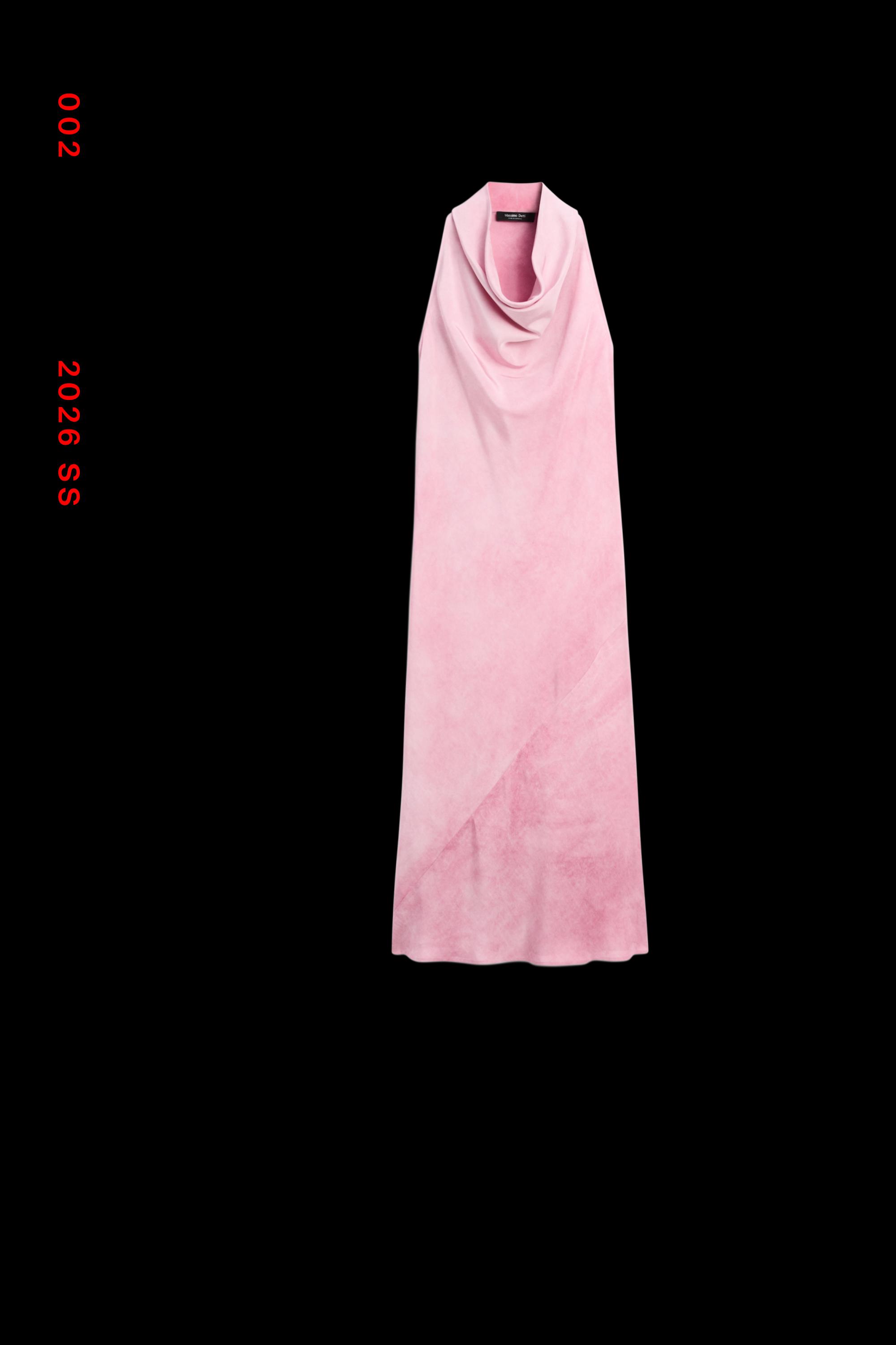 Draped flowing midi dress — Pastel pink