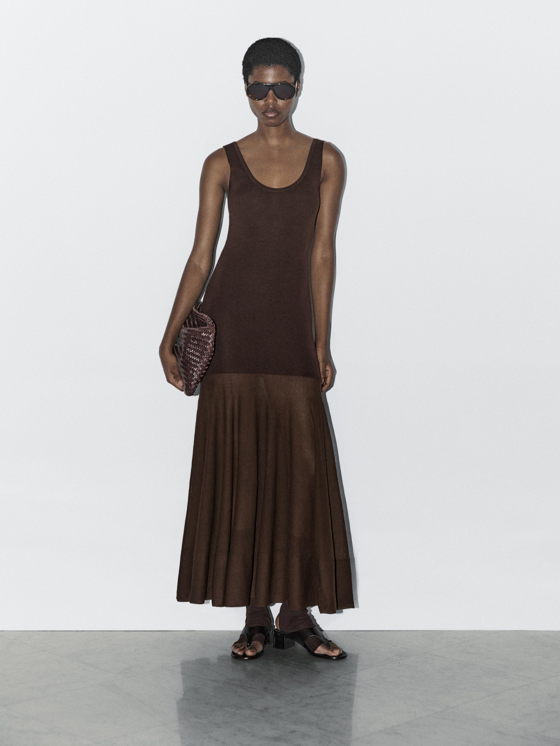 Robe en maille de coton et soie mélangés