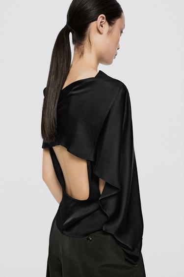 Satin top with back detail - LIMITED EDITION — BLACK 4