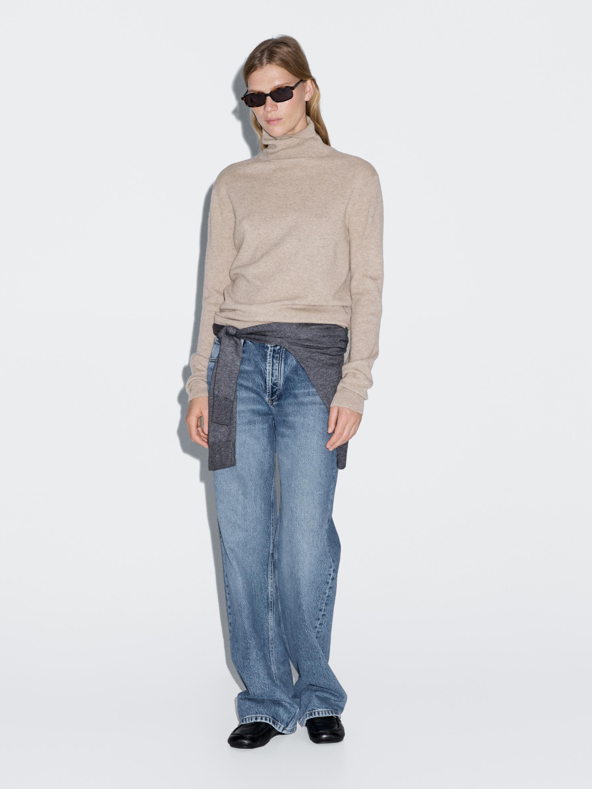 Maglia Lavorata Con Collo Alto In Misto Lana - Visone - M - Massimo Dutti - Femminile