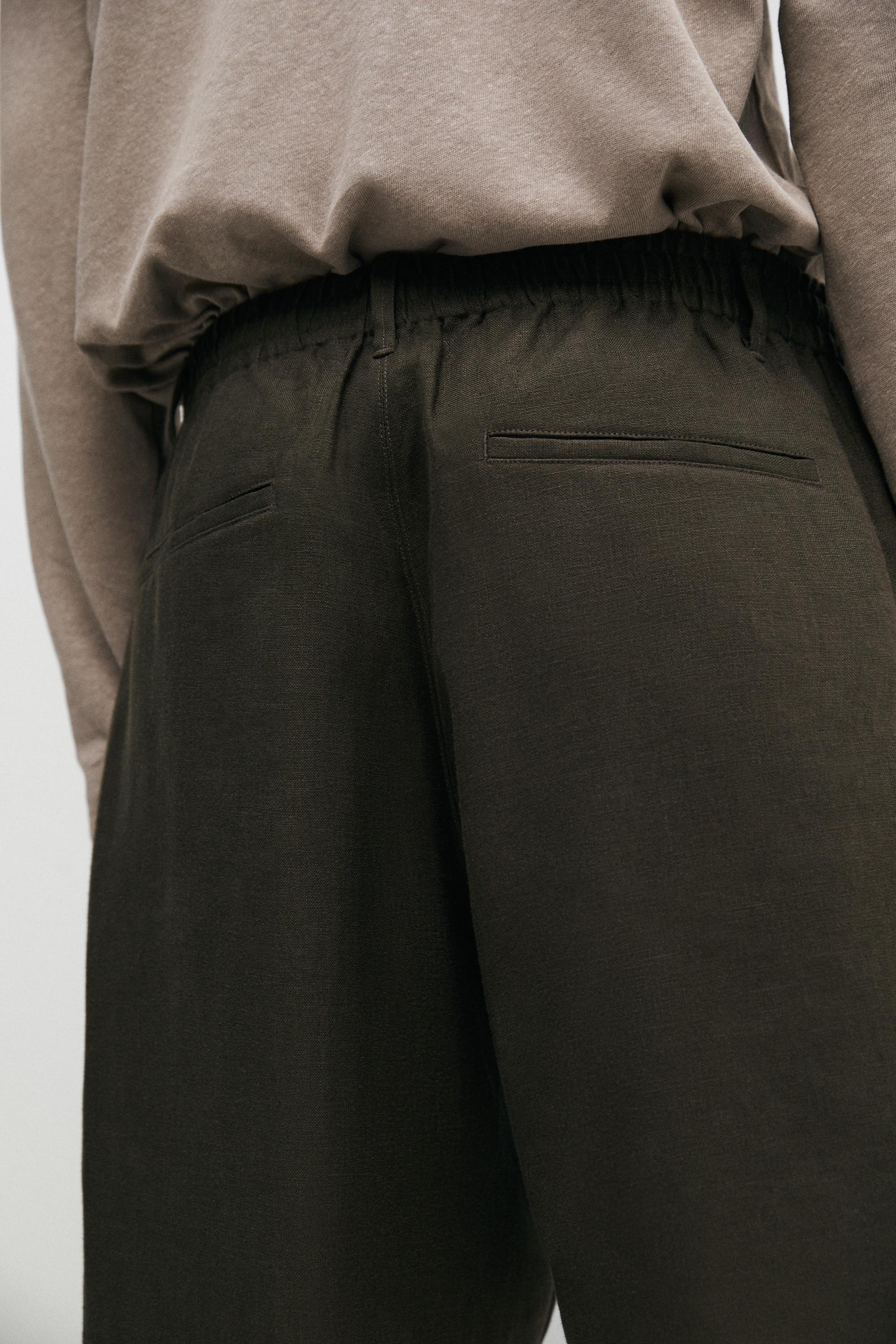 Linen co-ord elastic waist Bermuda shorts — DARK GREEN
