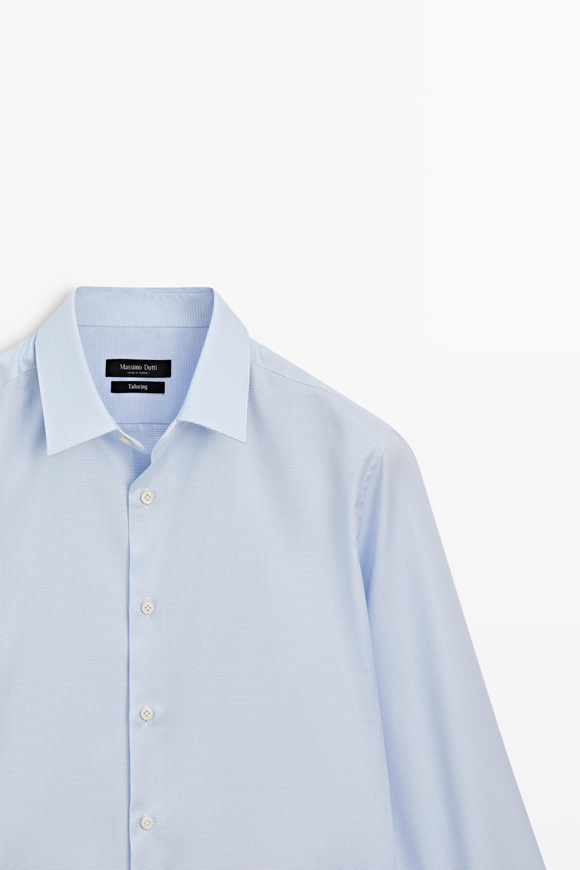 Slim fit micro-check tailored fit shirt — SKY BLUE