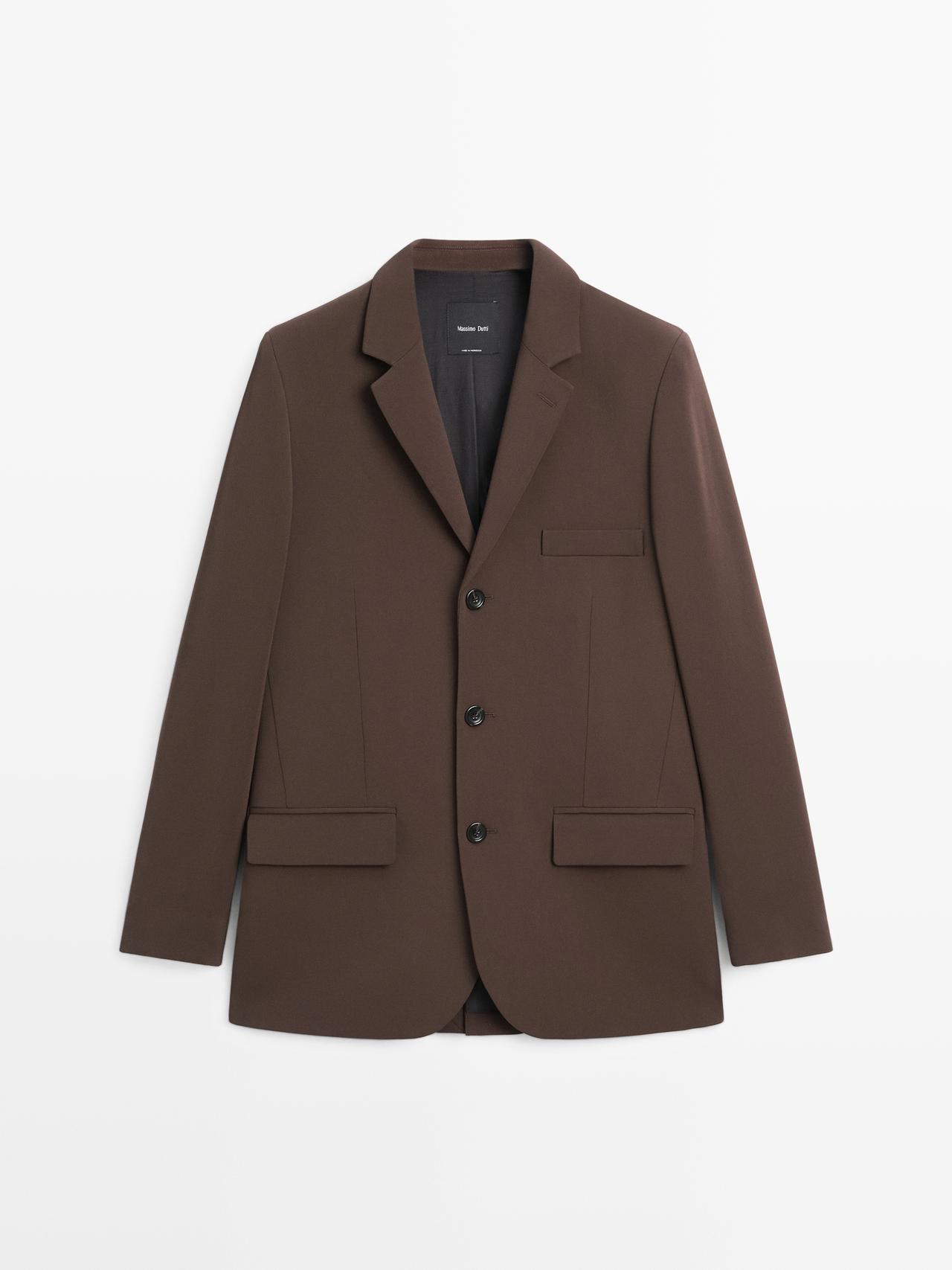 Massimo Dutti - Dame - Blazer I Crepe - Chokolade - 42