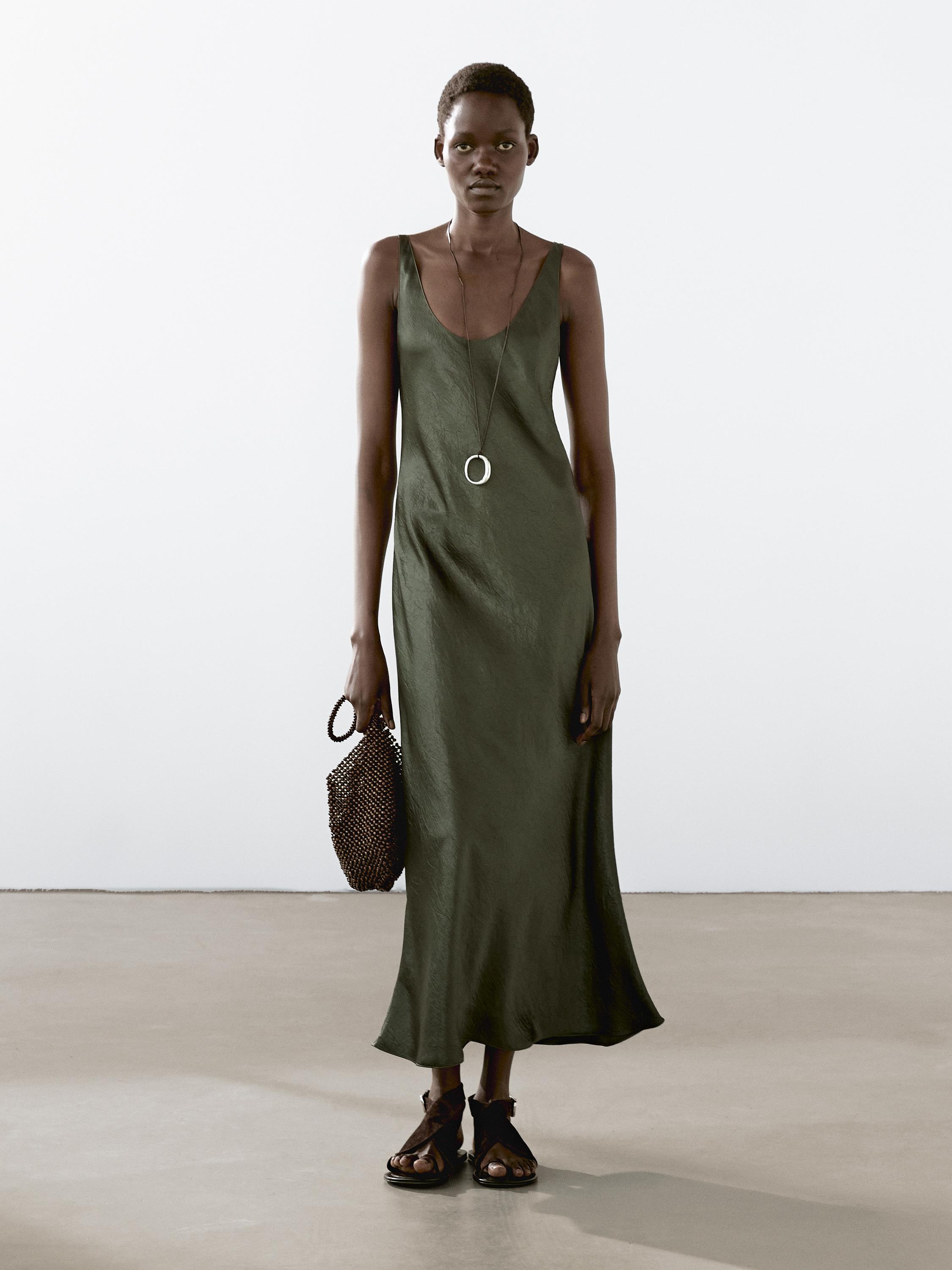 Long flowing satin dress
