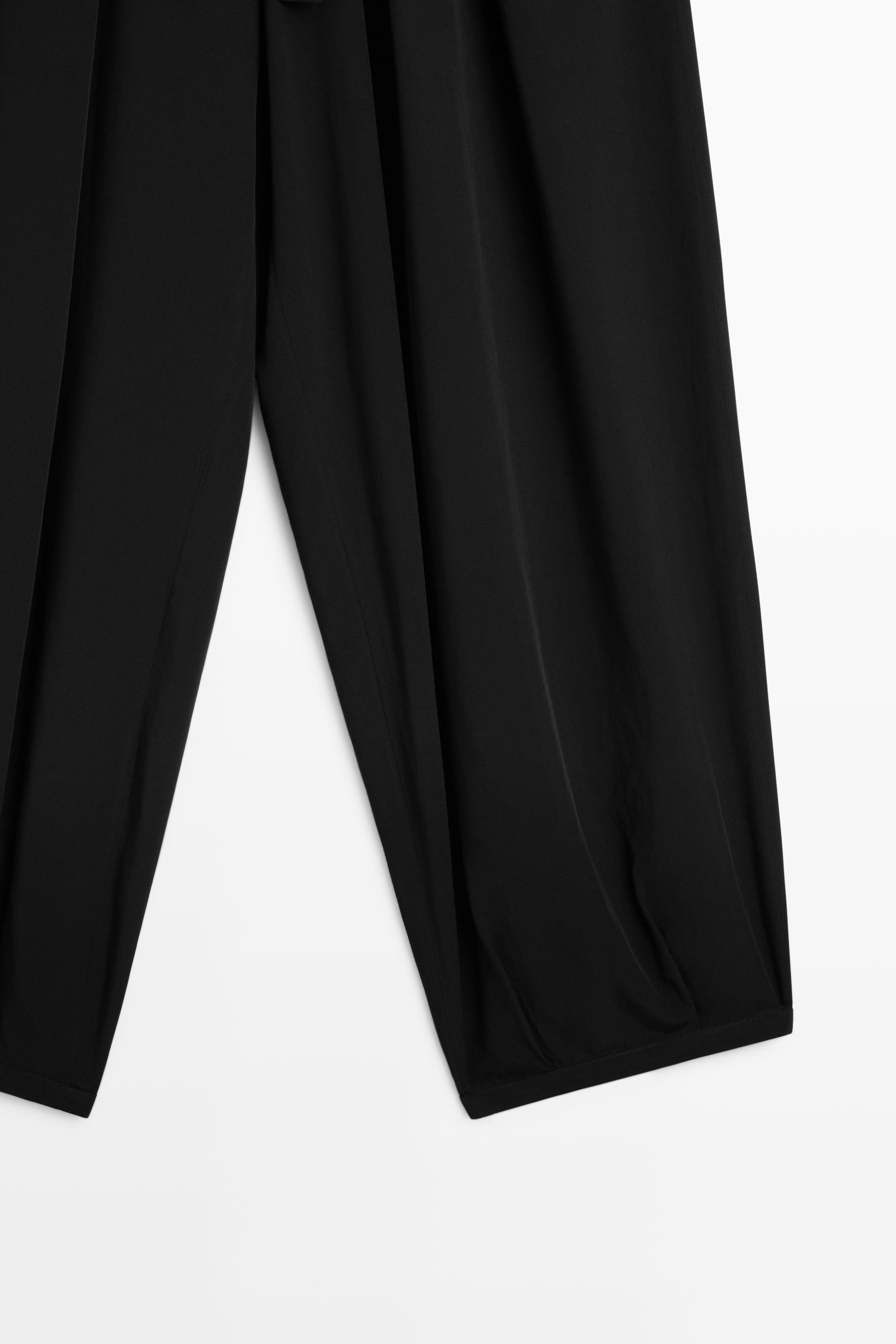 Flowing pants with tie-waist — BLACK
