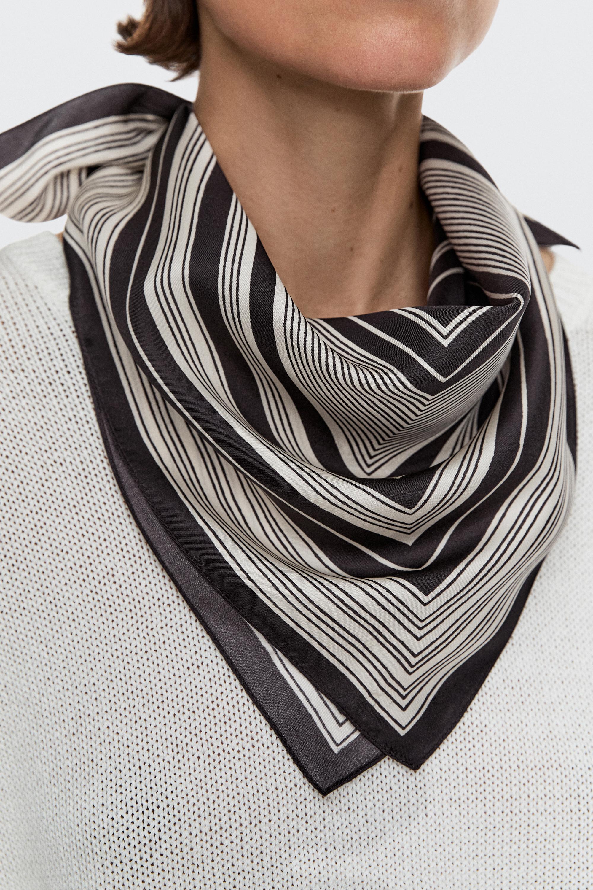 100% silk striped scarf