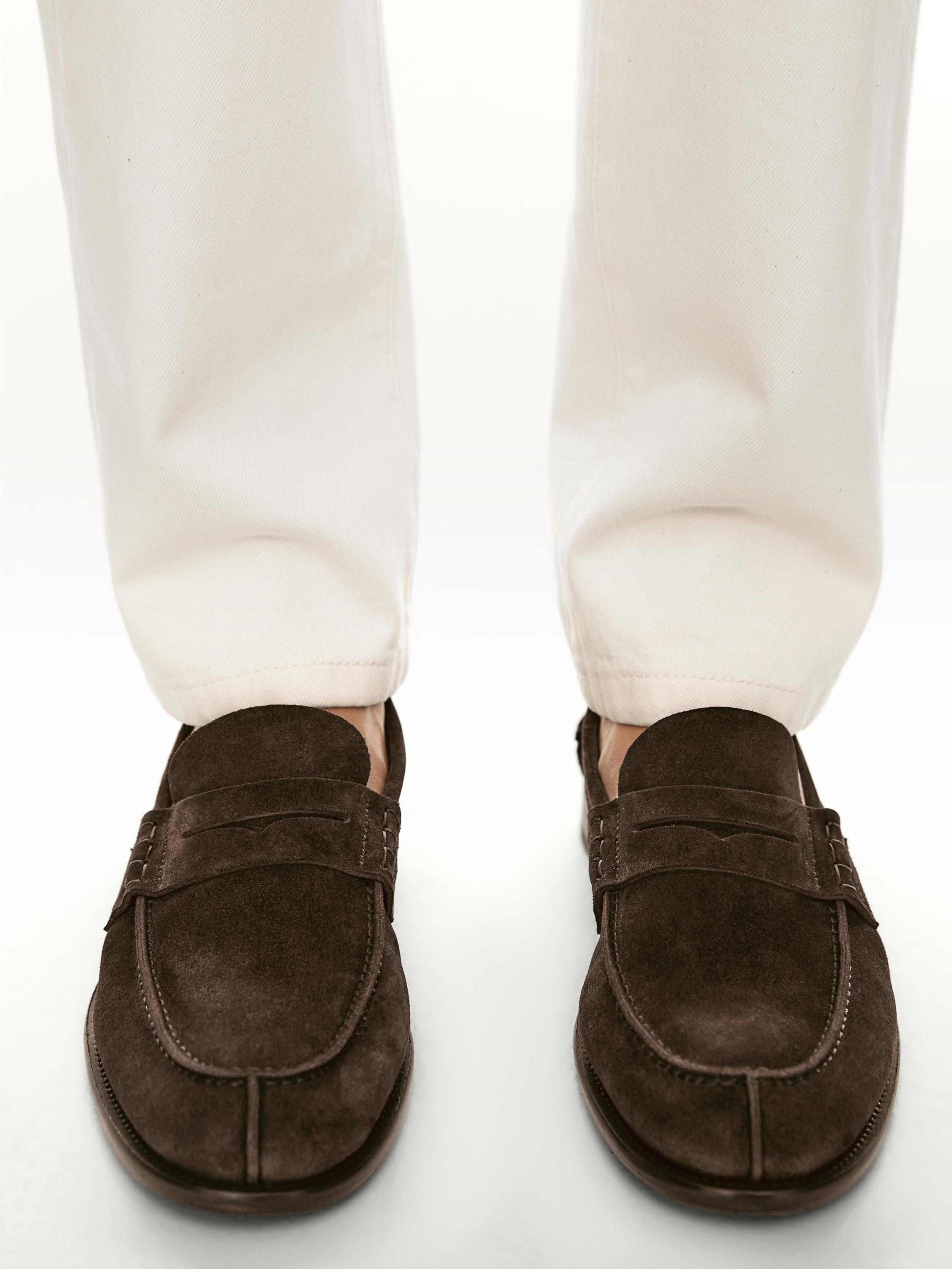 Leather loafers with penny strap — BROWN