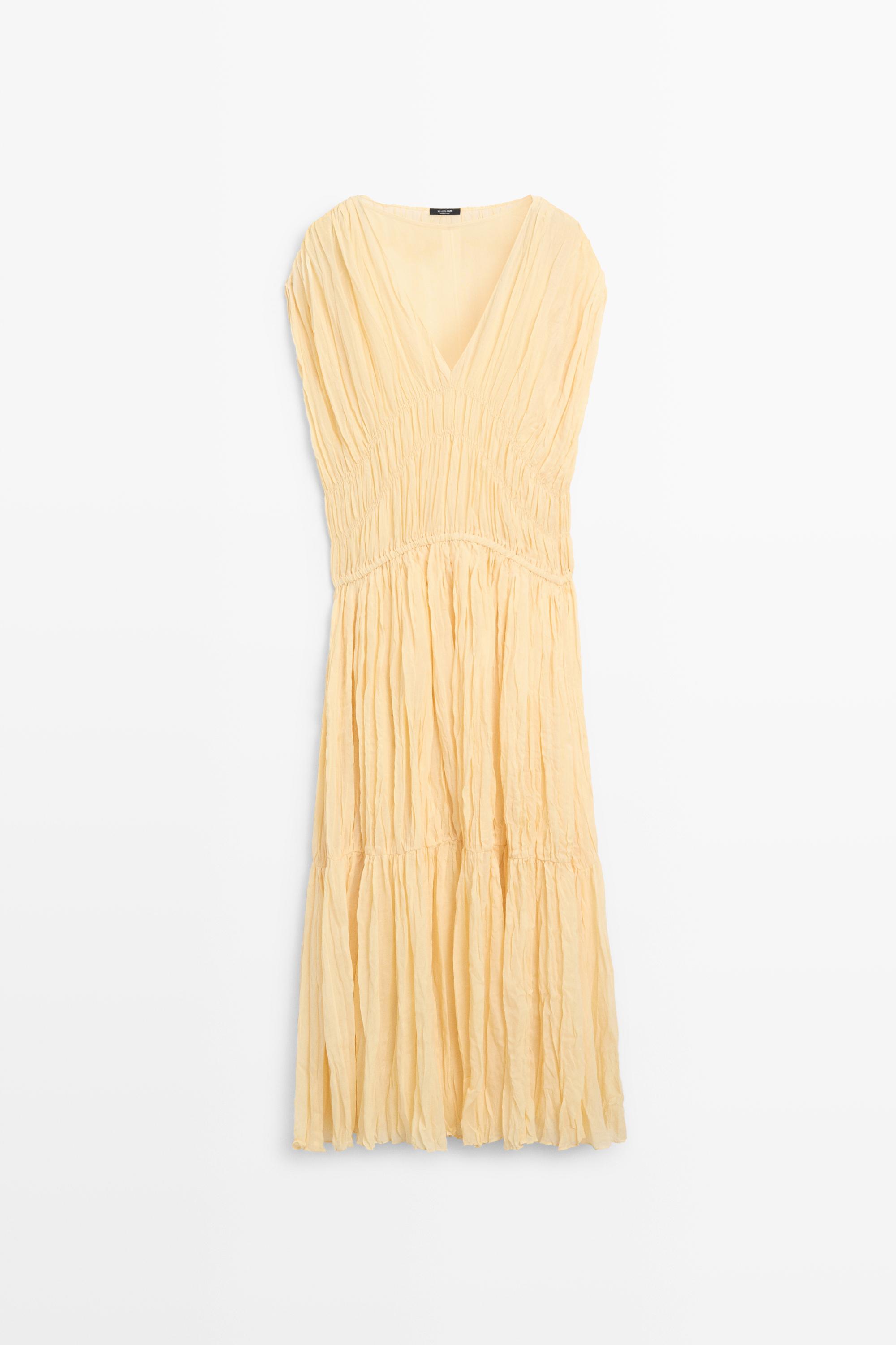 Flowing gathered midi dress