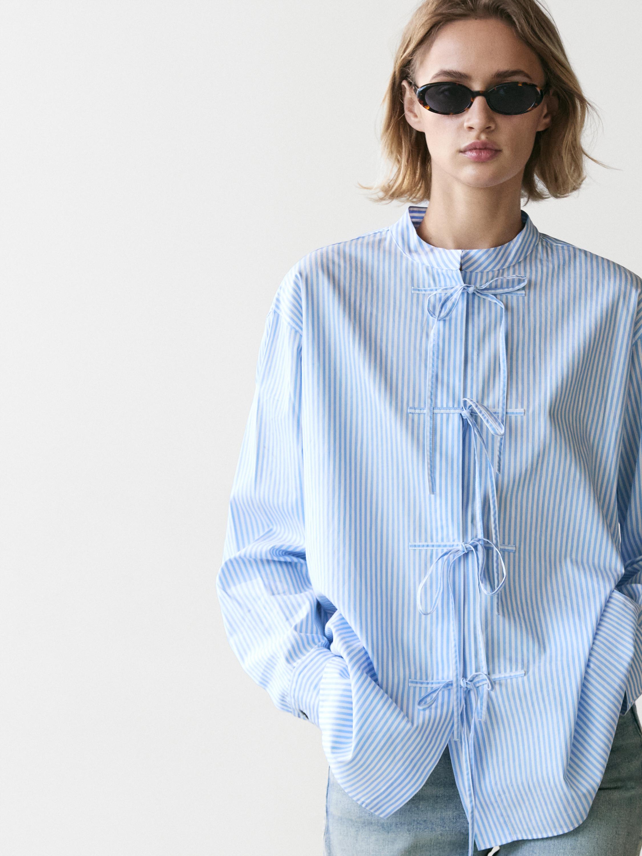 100% cotton striped shirt — SKY BLUE