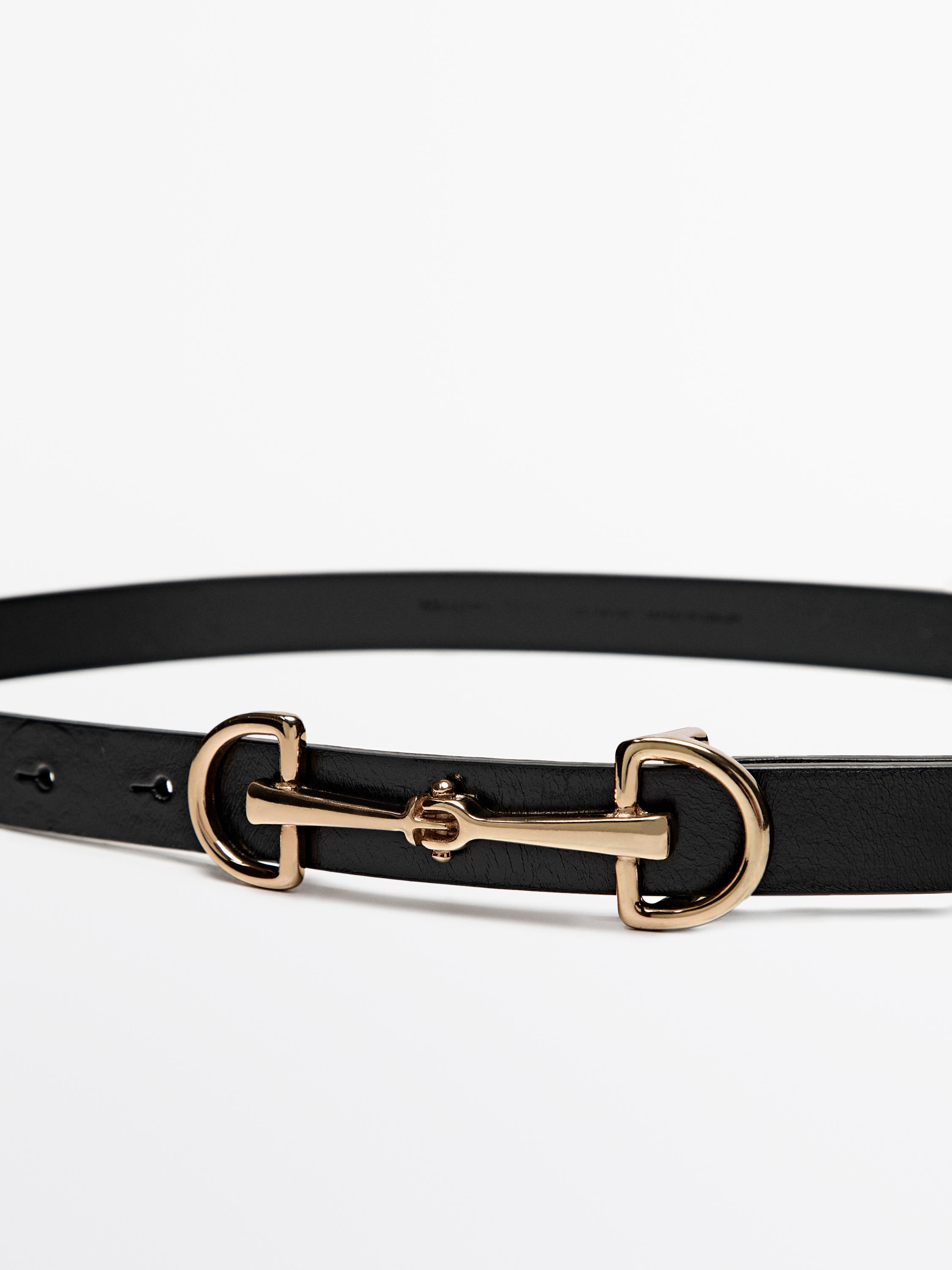Equestrian nappa leather belt — BLACK